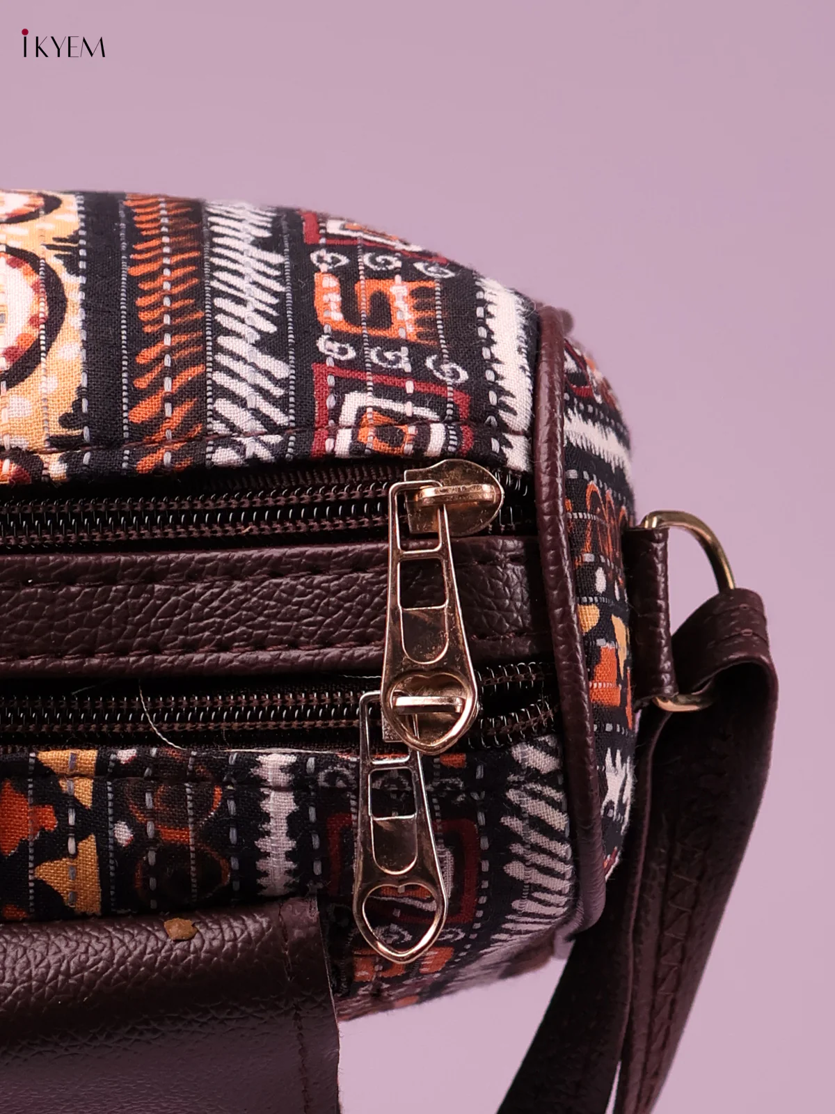 Printed Sling Bag -Brown-KEG02026 - Image 3