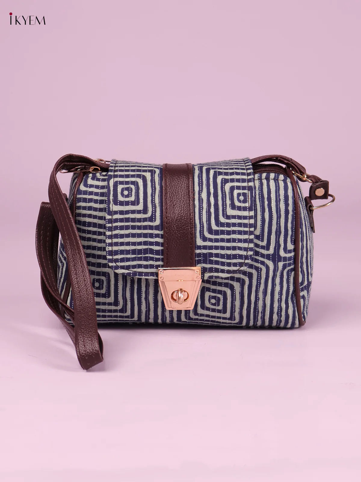 Printed Sling Bag -Blue&Brown-KEG02032