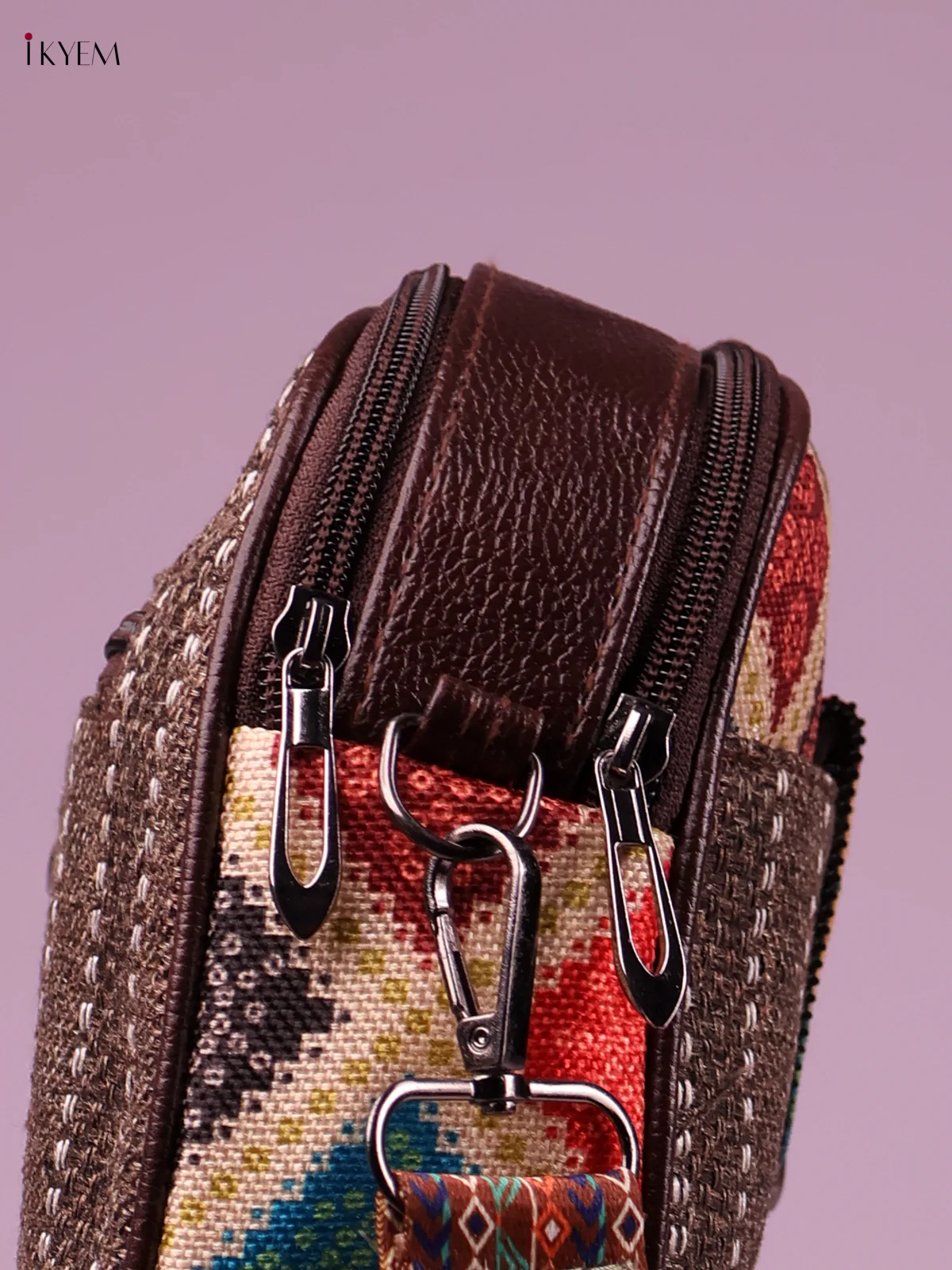 Printed Sling Bag -Brown&Peach-KEG02051 - Image 3