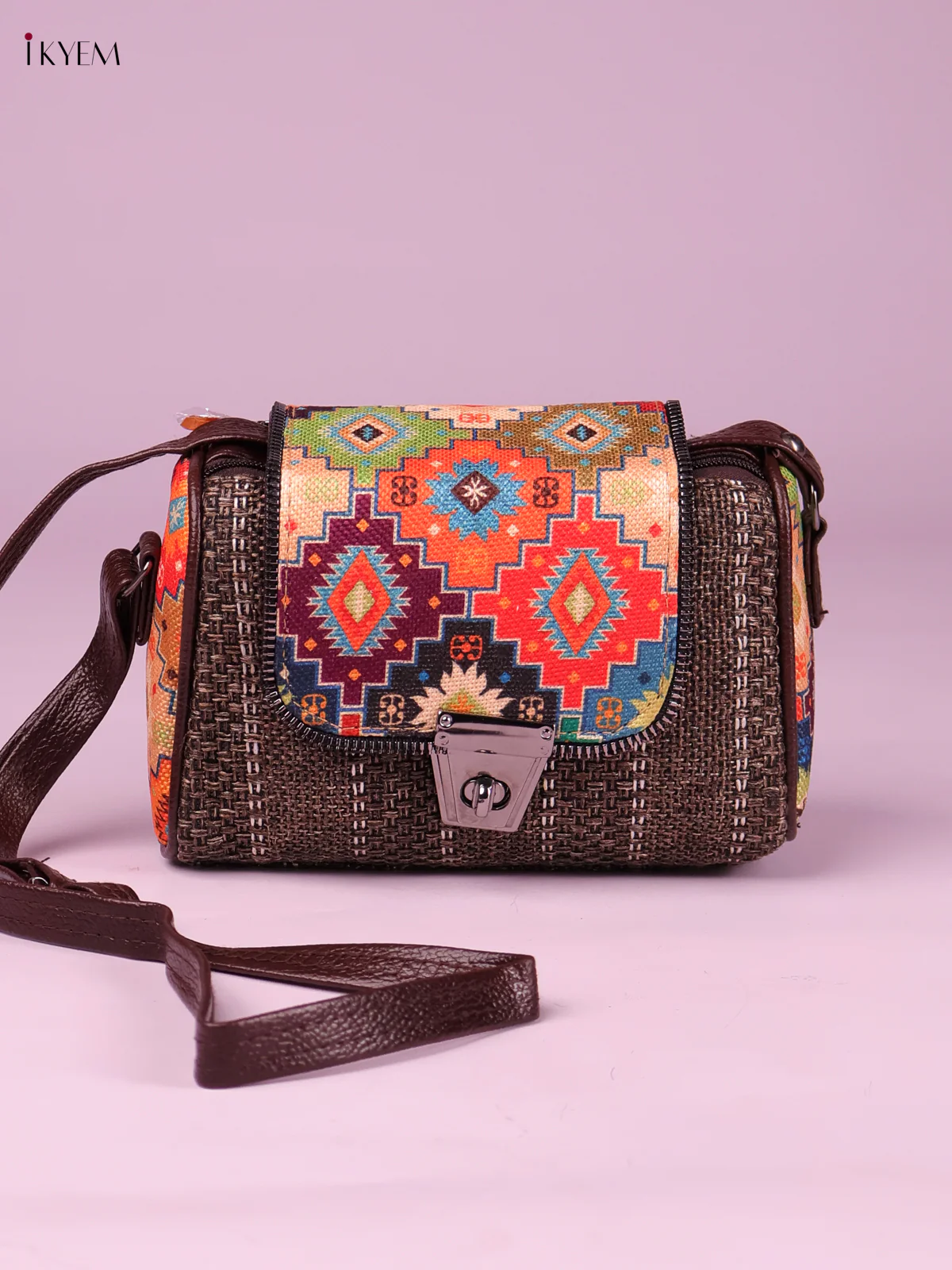 Printed Sling Bag -Brown-KEG02062