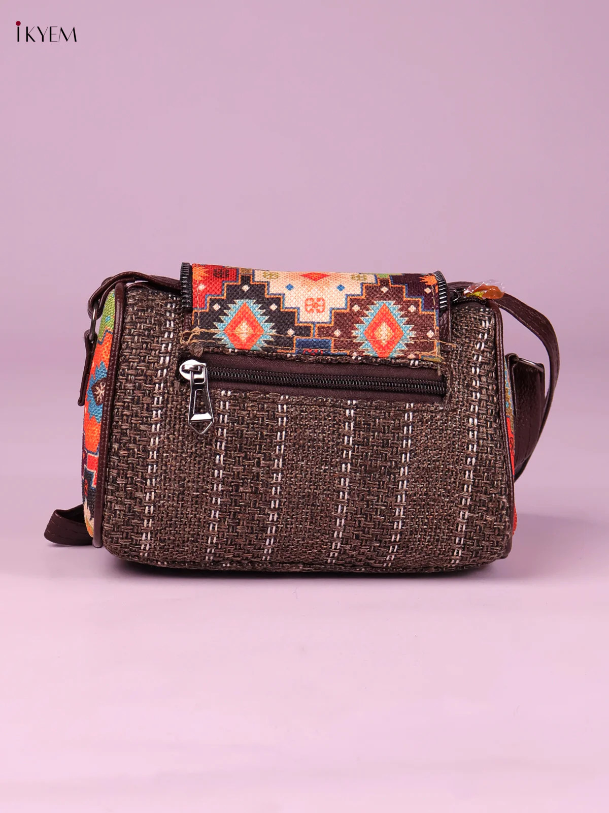 Printed Sling Bag -Brown-KEG02062 - Image 2