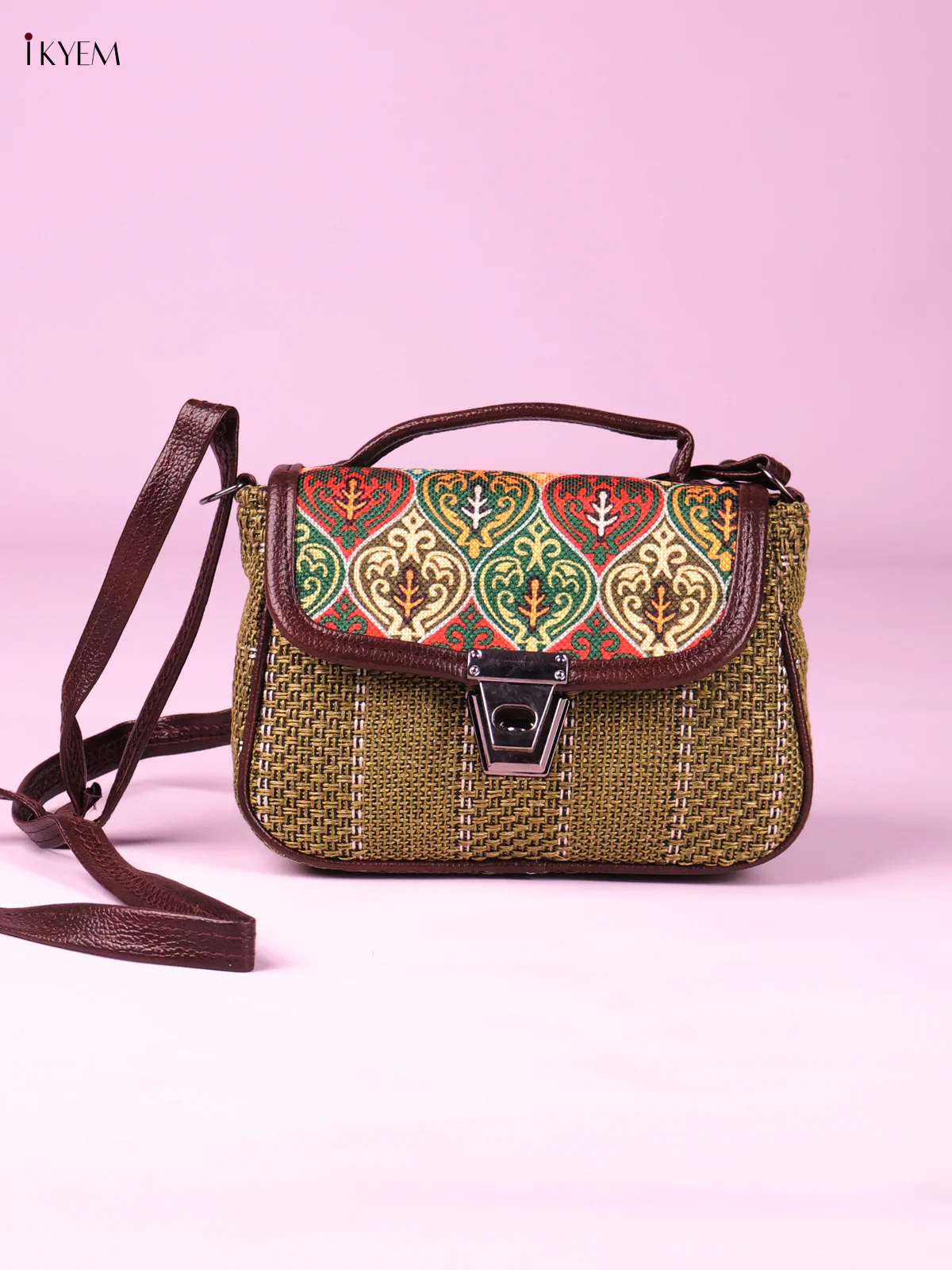 Printed Sling Bag -Green-KEG02064