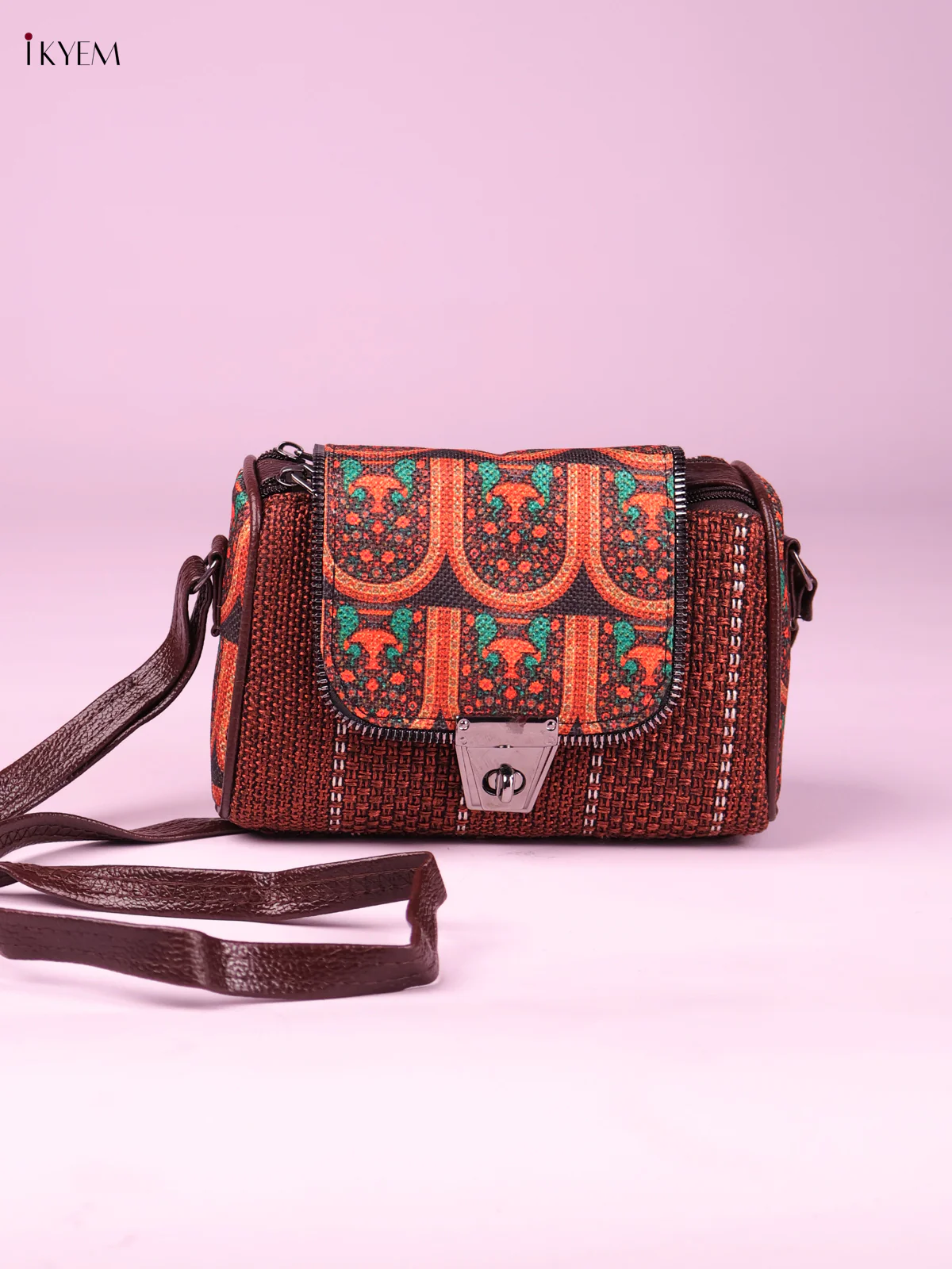 Printed Sling Bag -Maroon-KEG02068
