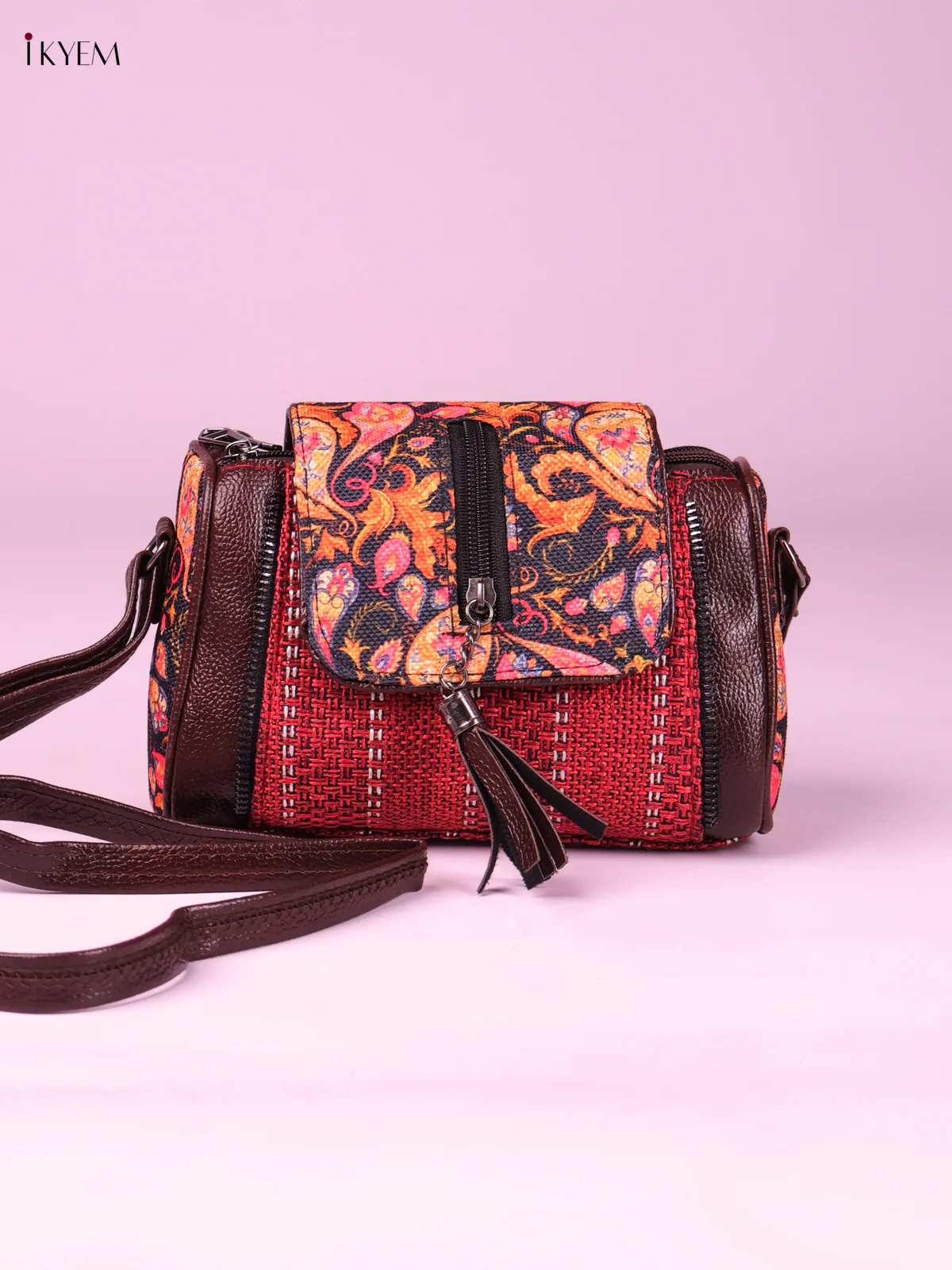 Printed Sling Bag -Red&Black-KEG02072