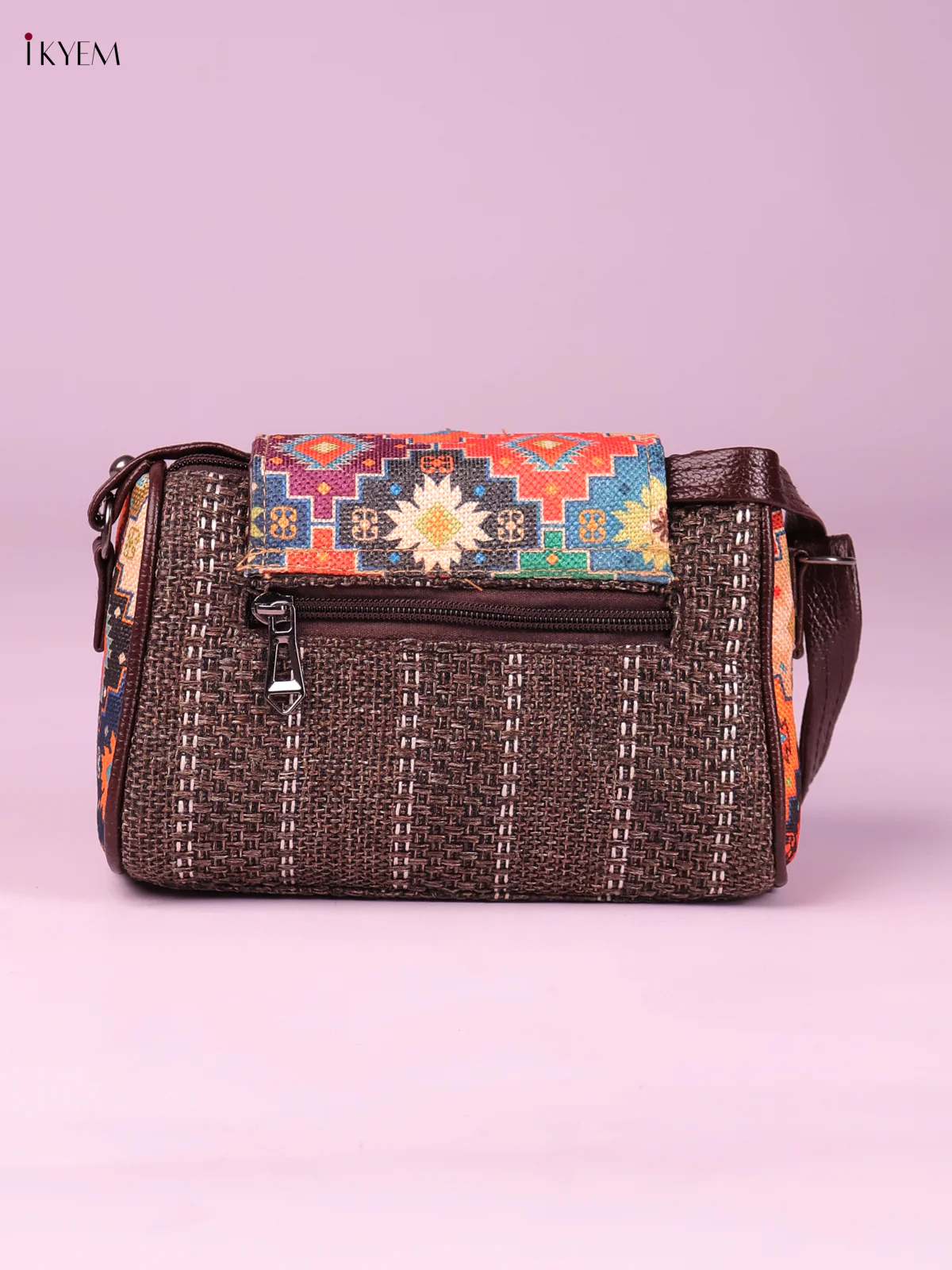 Printed Sling Bag -Brown&Multicolour-KEG02074 - Image 2