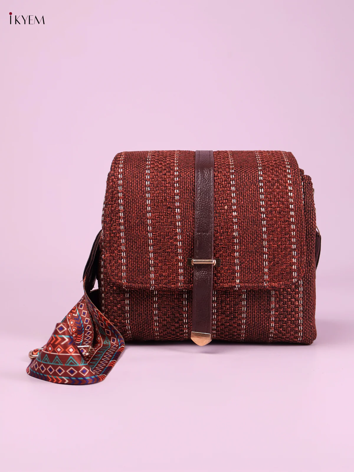 Printed Sling Bag -Maroon-KEG02080