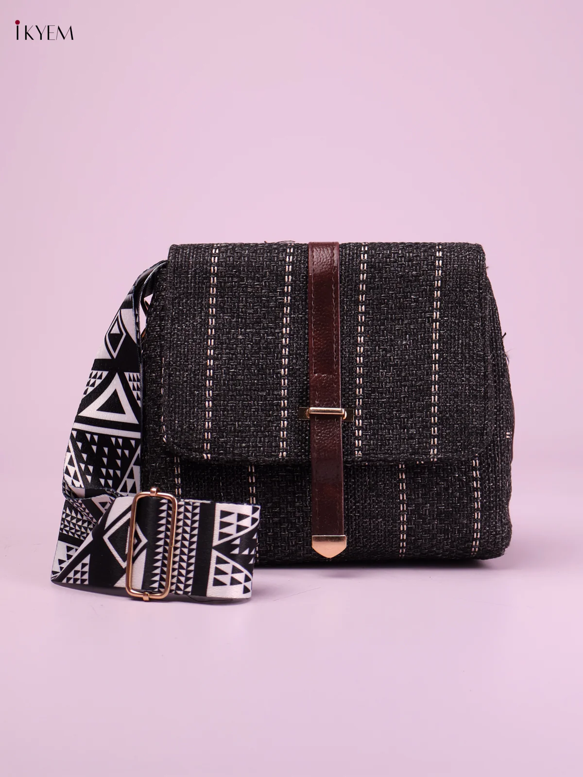 Printed Sling Bag -Grey&Brown-KEG02081