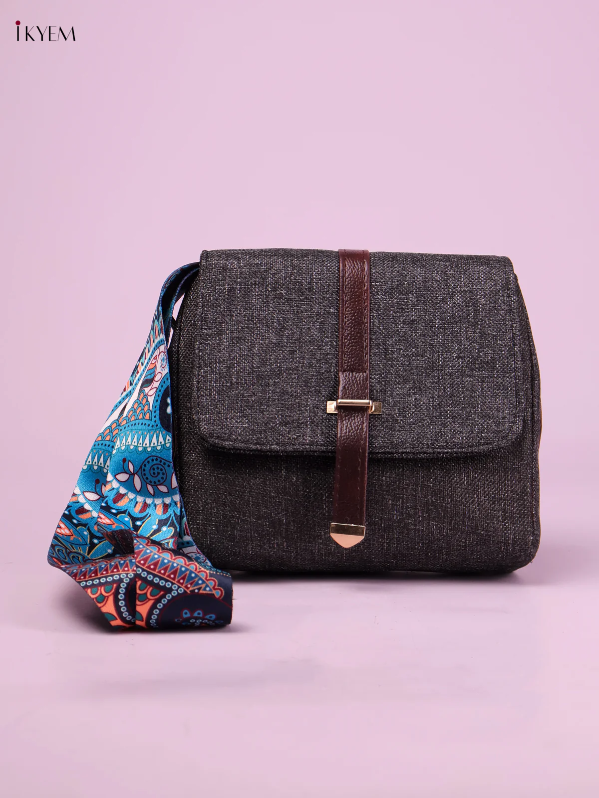 Printed Sling Bag -Gray-KEG02083
