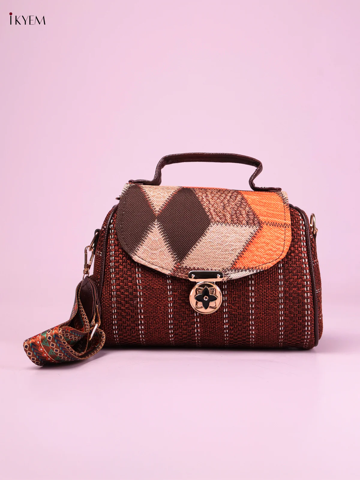 Printed Sling Bag -Maroon-KEG02092