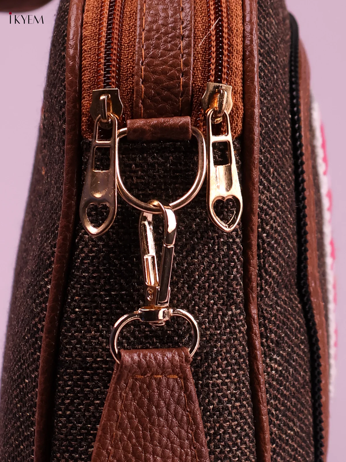 Printed Sling Bag -Brown&Pink-KEG02119 - Image 3