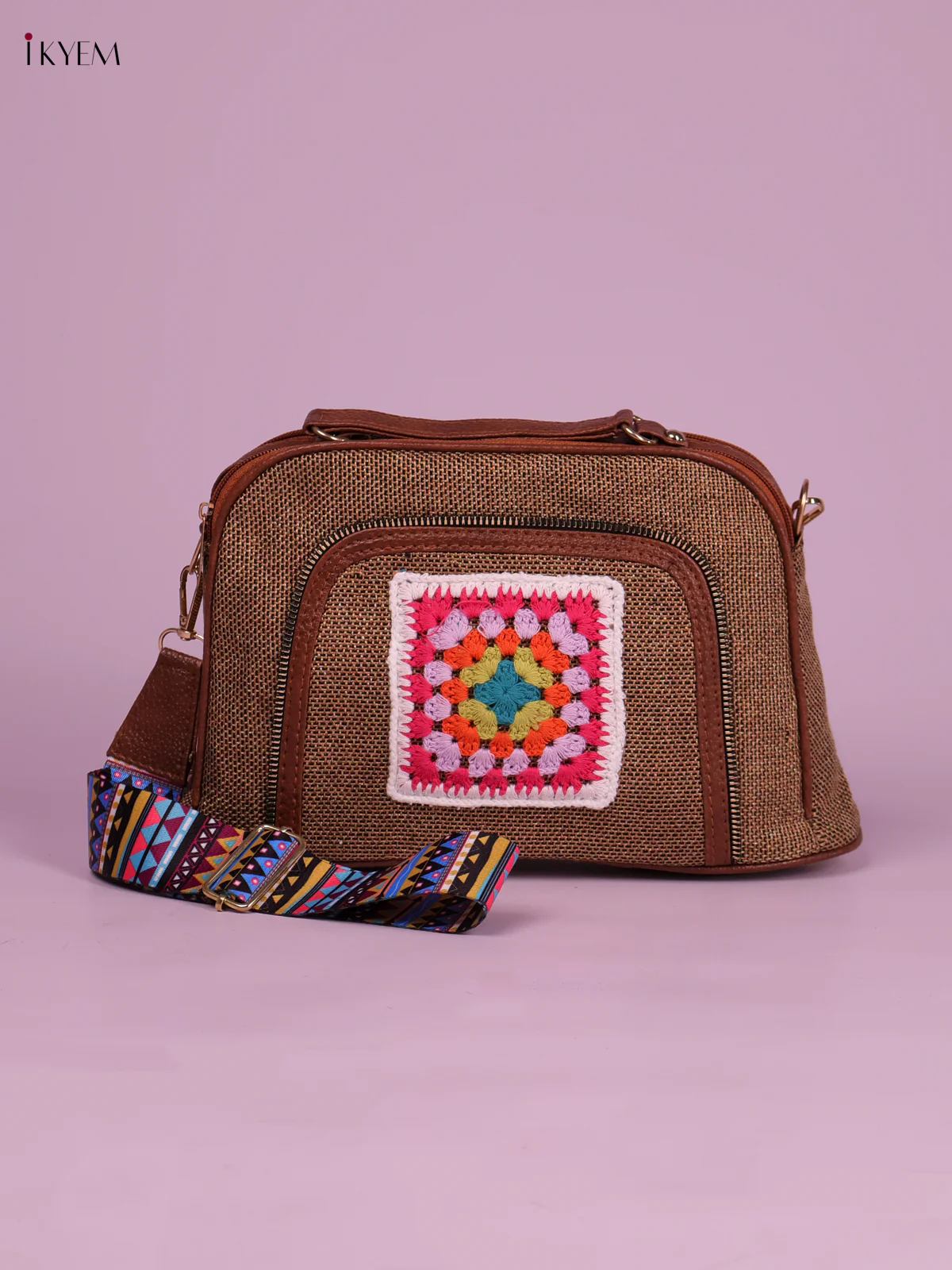 Printed Sling Bag -Sandle&Pink-KEG02120