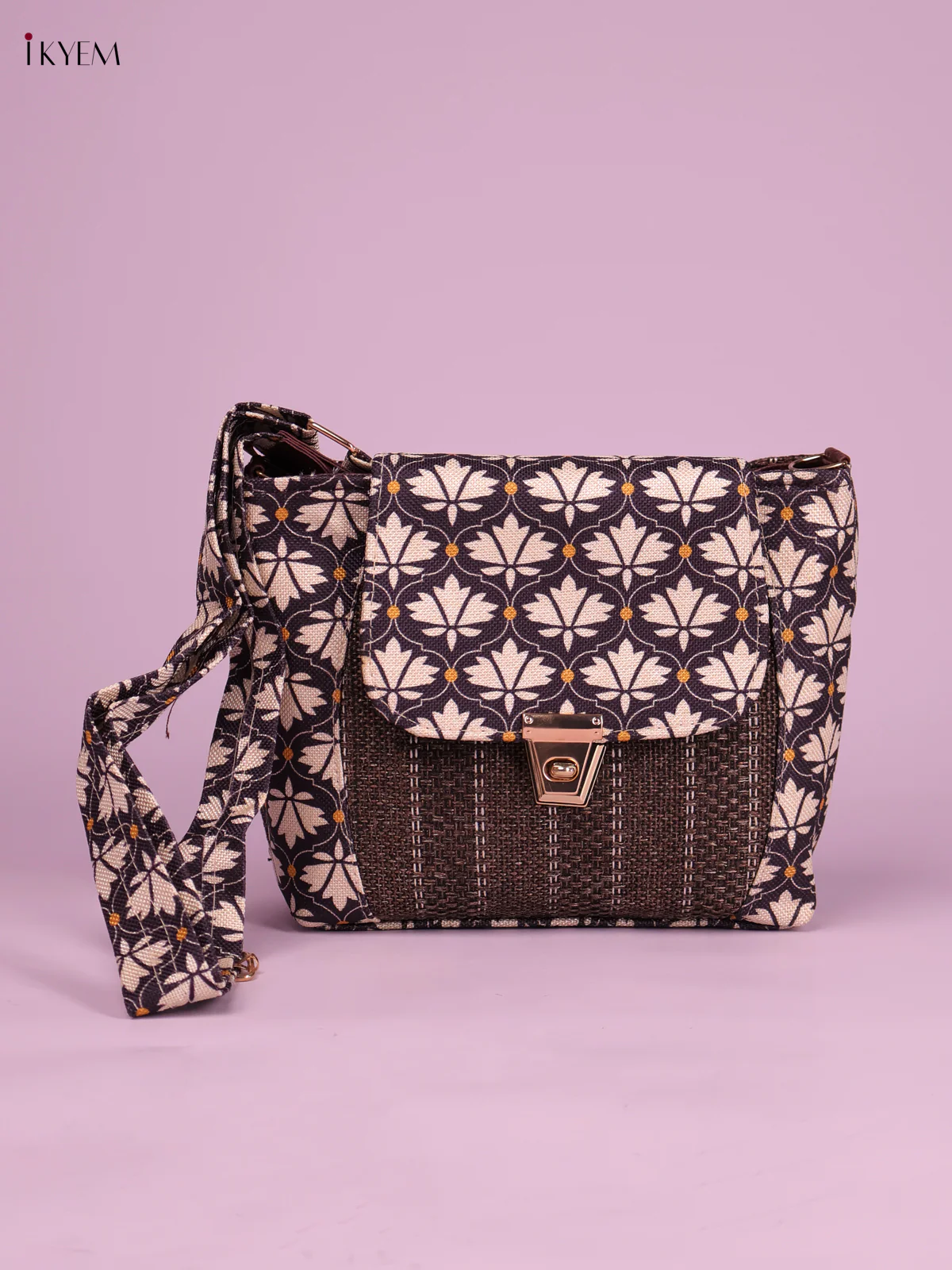 Printed Sling Bag -Brown&Blue-KEG02124