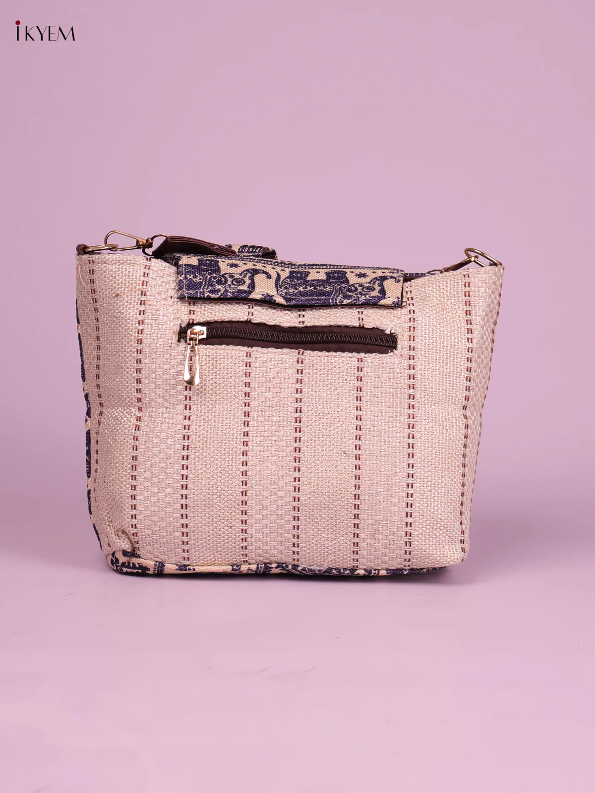 Printed Sling Bag -Cream&Blue-KEG02126 - Image 2