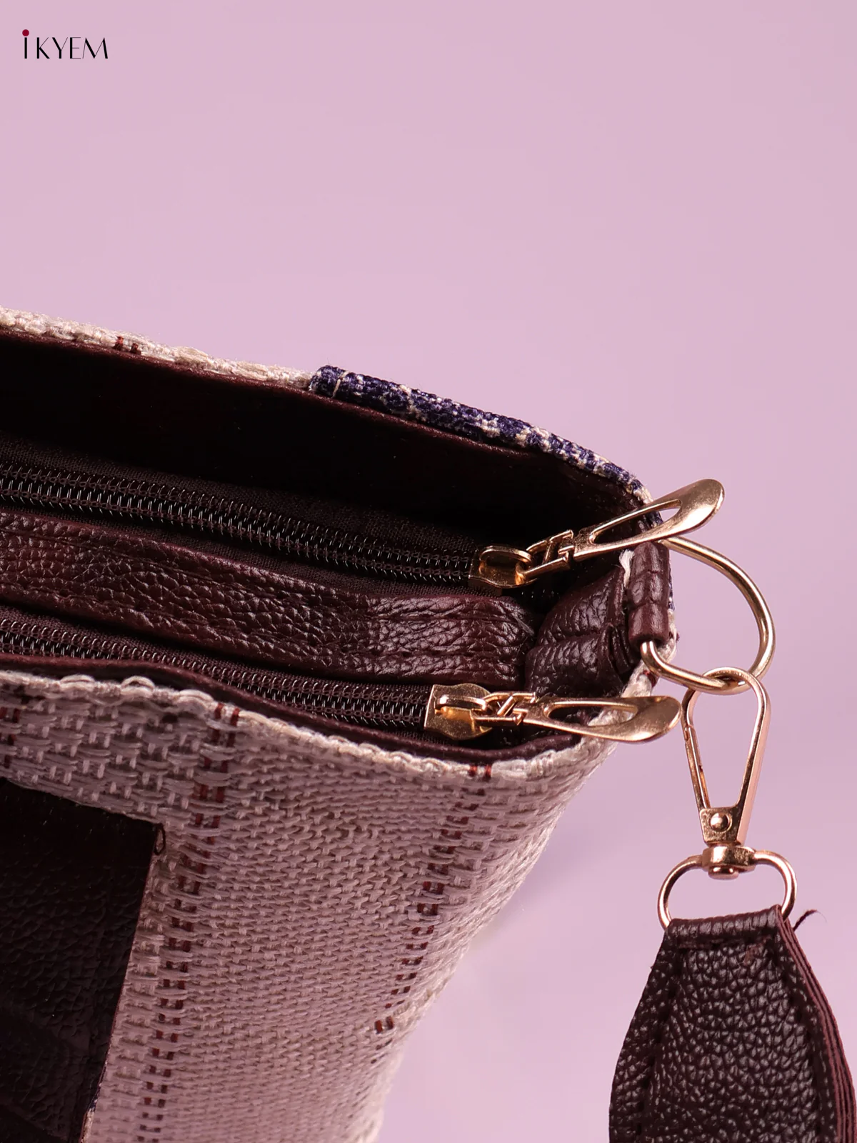 Printed Sling Bag -Cream&Blue-KEG02126 - Image 3