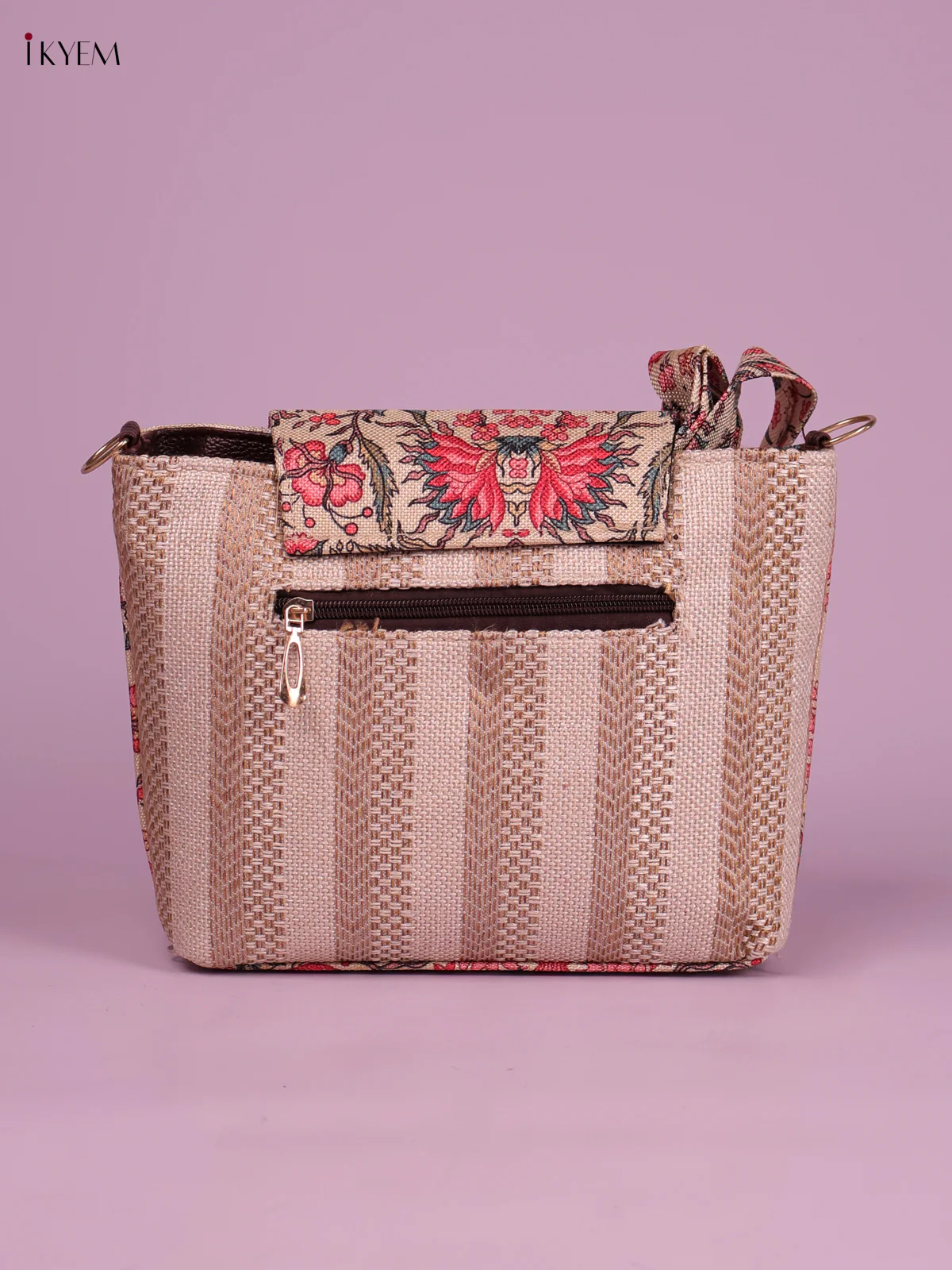 Printed Sling Bag -Cream&Pink-KEG02133 - Image 2