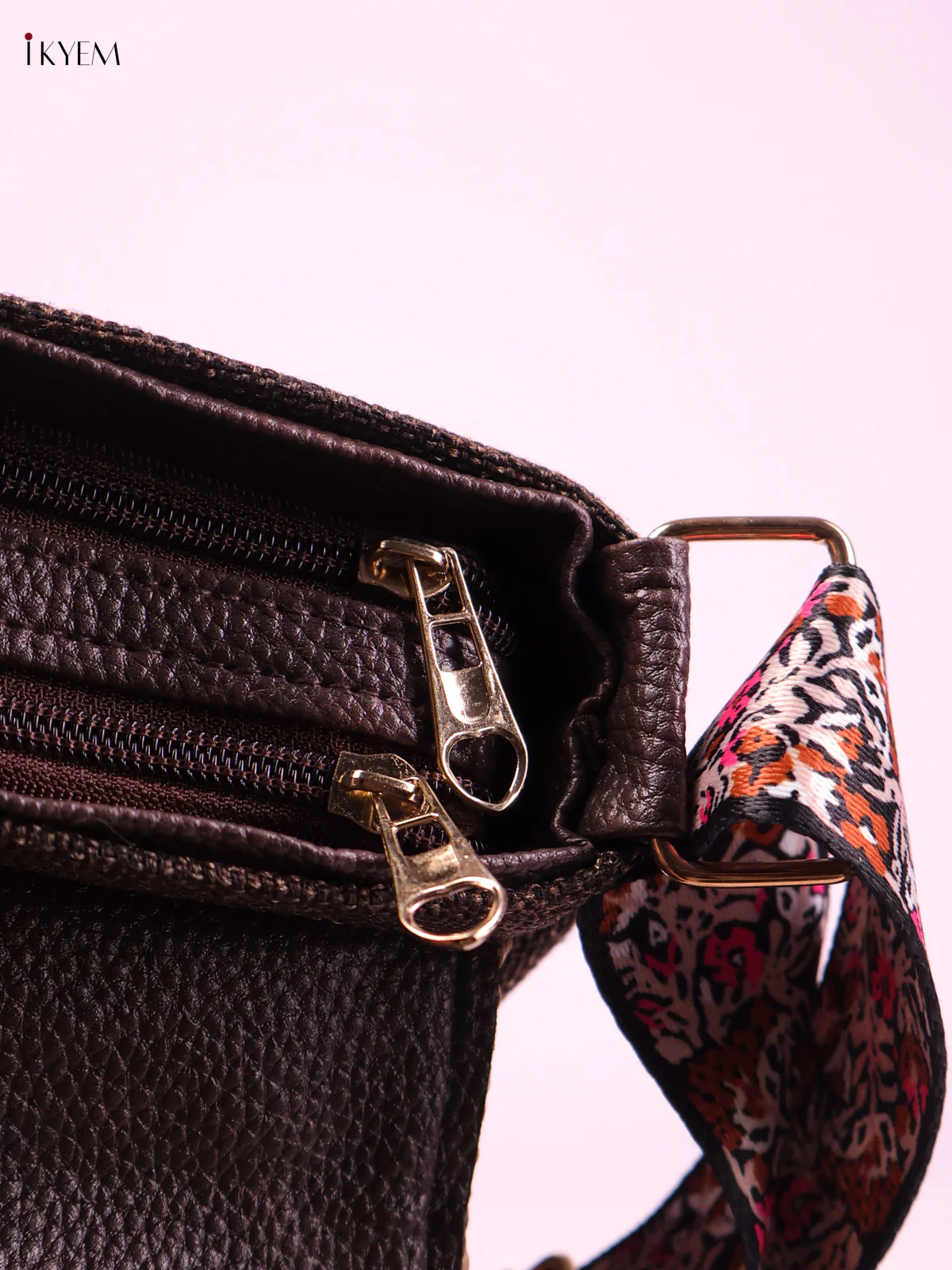 Printed Sling Bag -Brown-KEG02143 - Image 3