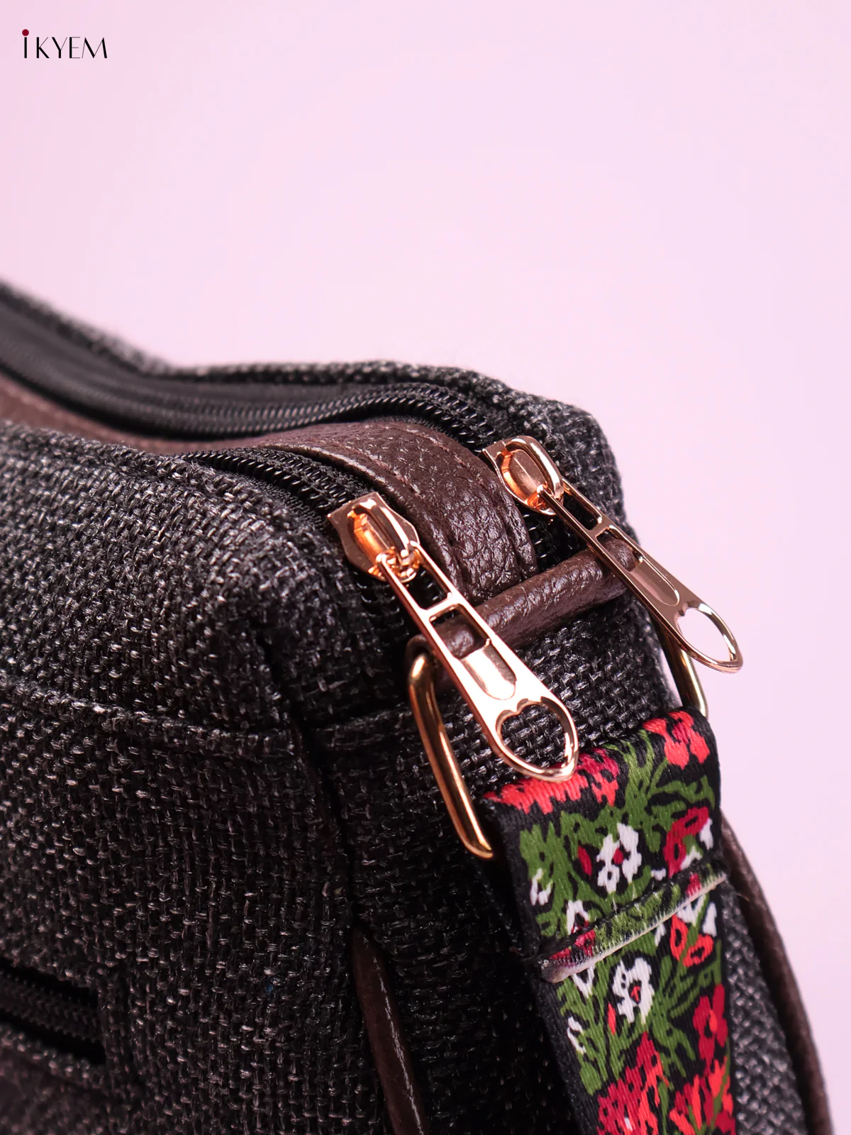 Printed Sling Bag -Black-KEG02156 - Image 3