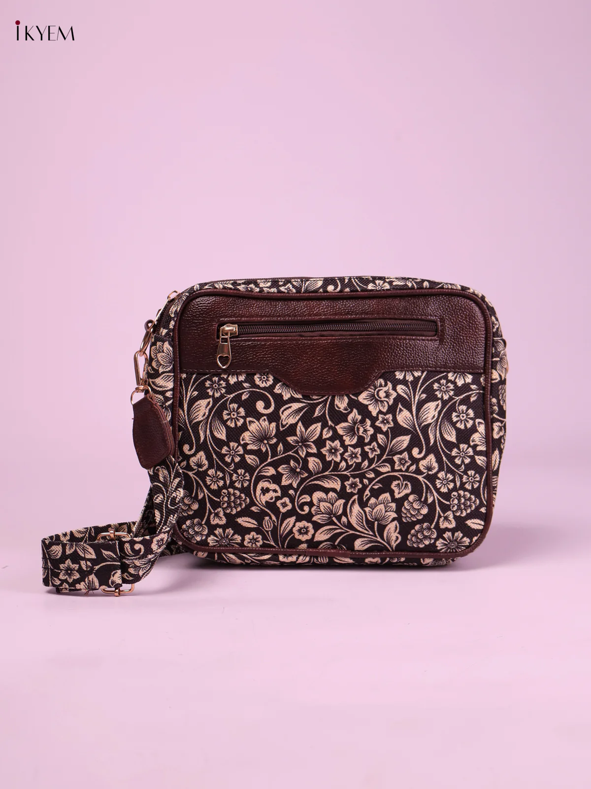 Printed Sling Bag -Black-KEG02160