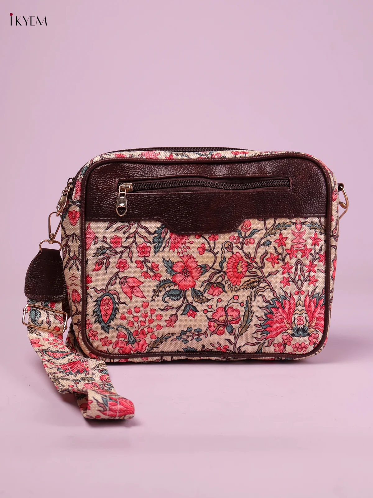 Printed Sling Bag -Peach&Pink-KEG02163