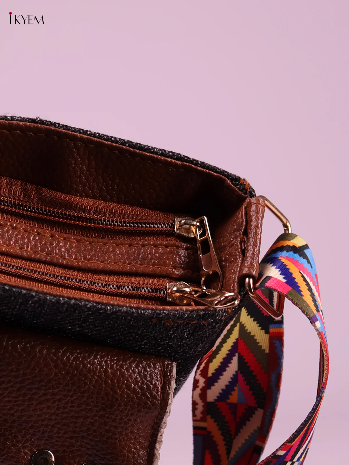 Printed Sling Bag -Black-KEG02169 - Image 3