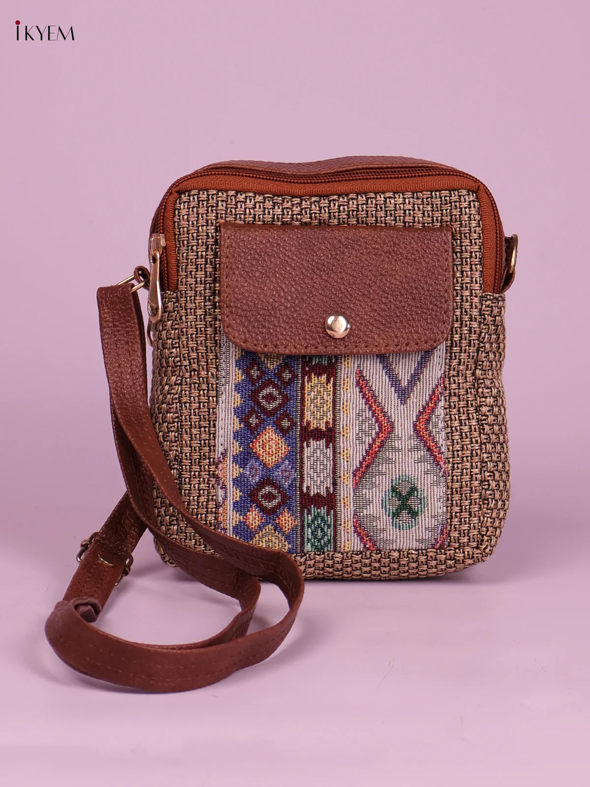 Printed Sling Bag -Brown&White-KEG02175