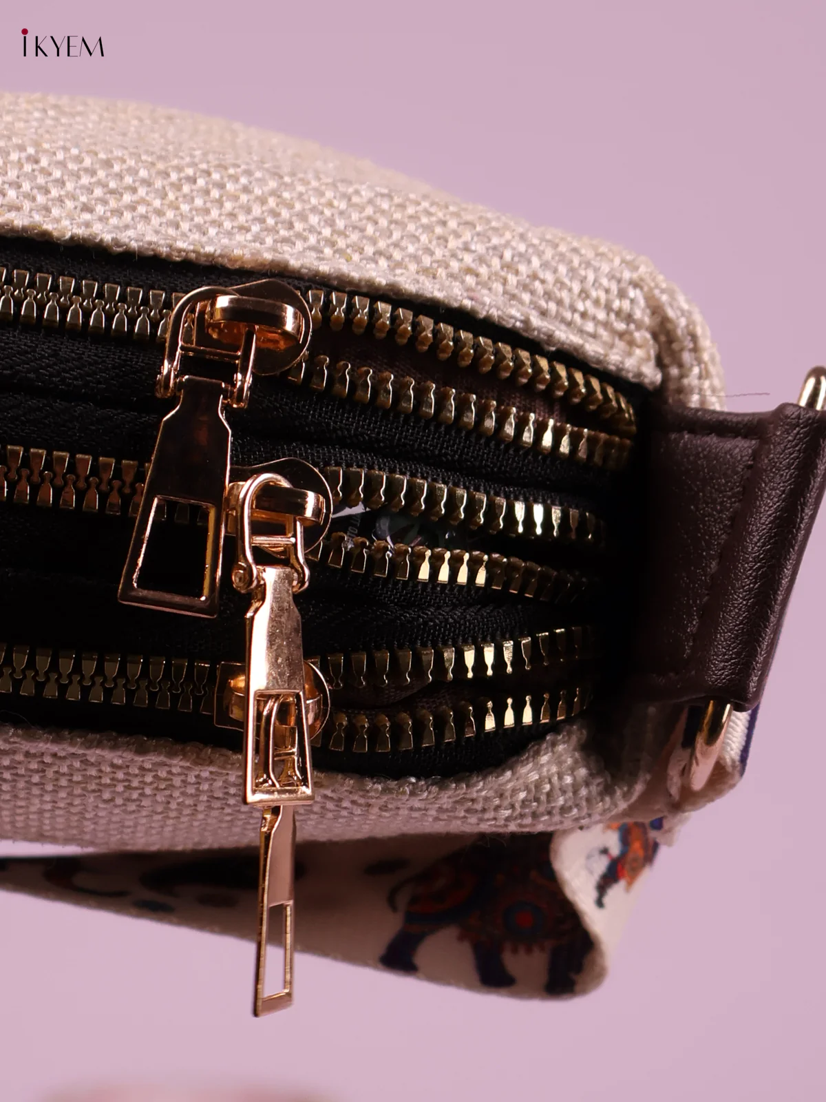 Elephant Printed Sling Bag -Cream-KEG02186 - Image 3