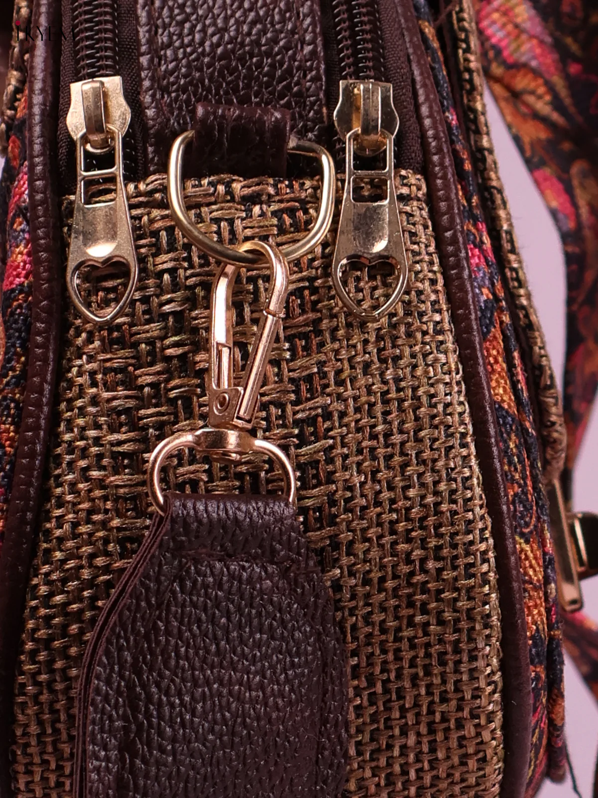 Printed Sling Bag -Brown&Pink-KEG02194 - Image 3