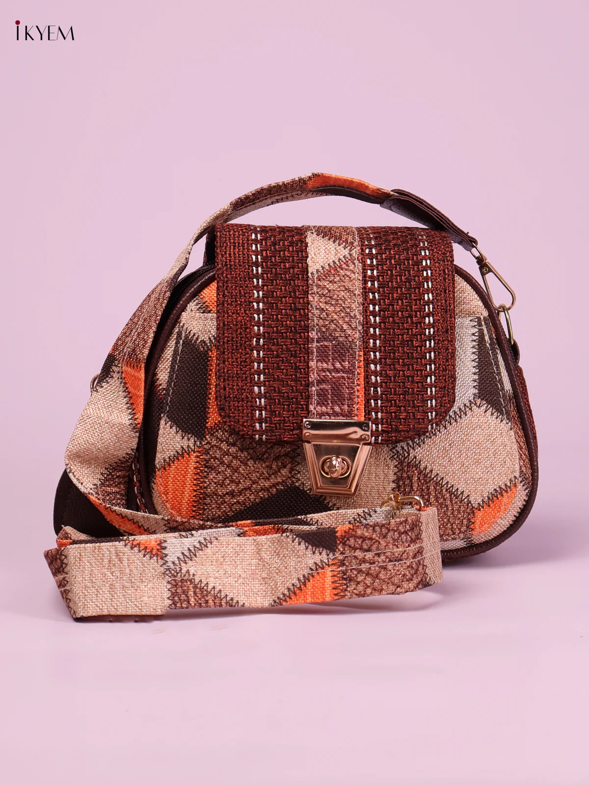 Printed Sling Bag -Maroon-KEG02196