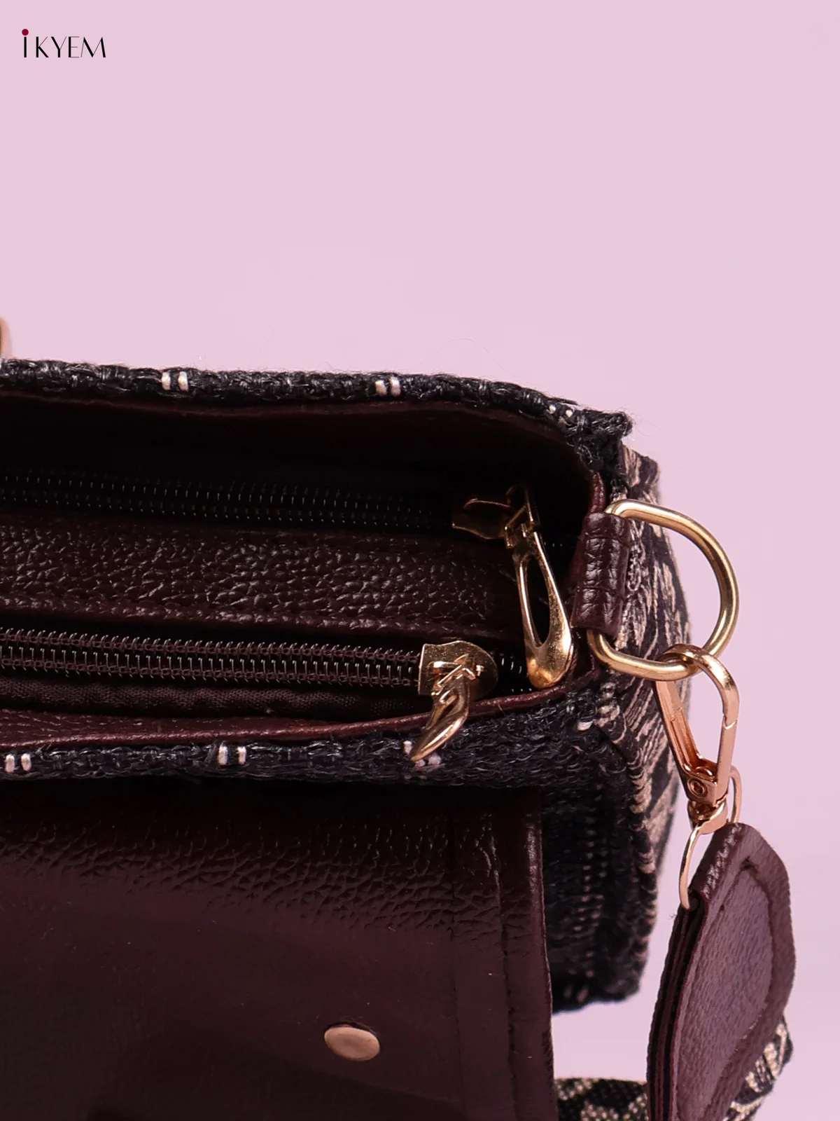 Printed Sling Bag -Black-KEG02201 - Image 3