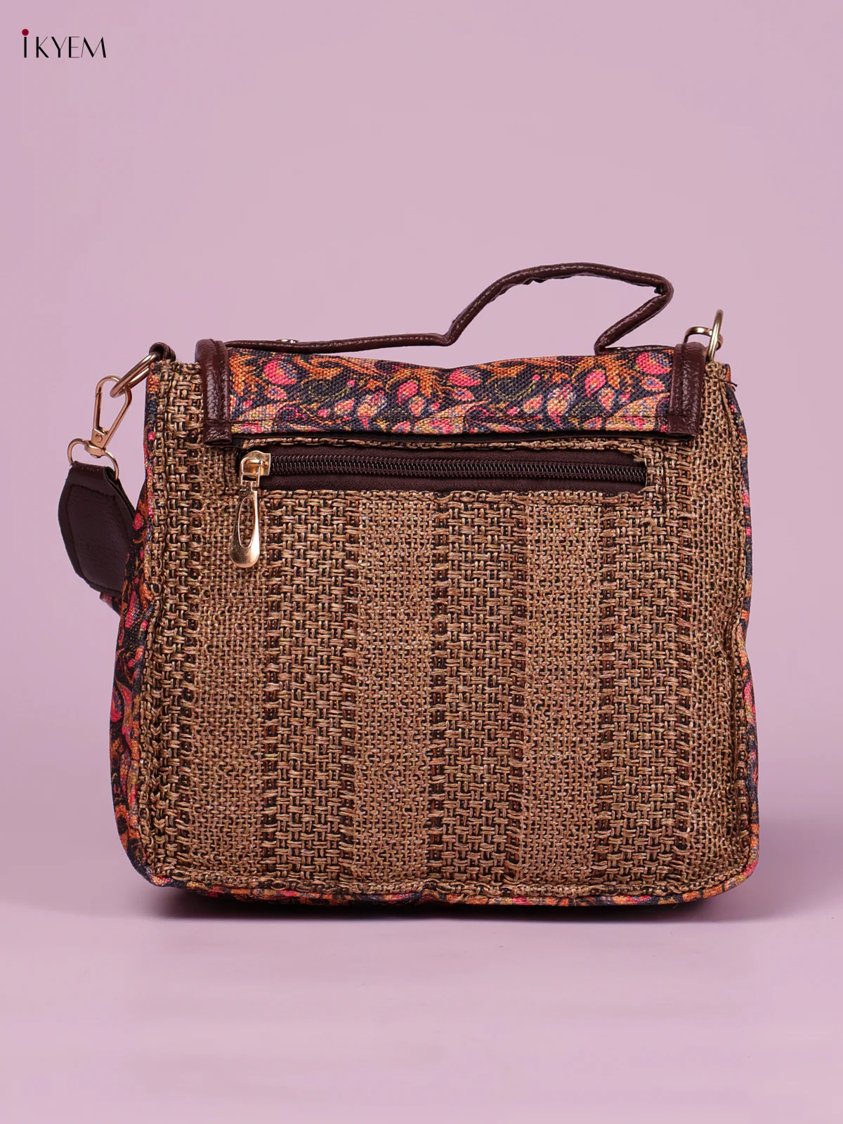 Printed Sling Bag -Brown&Pink-KEG02205 - Image 2
