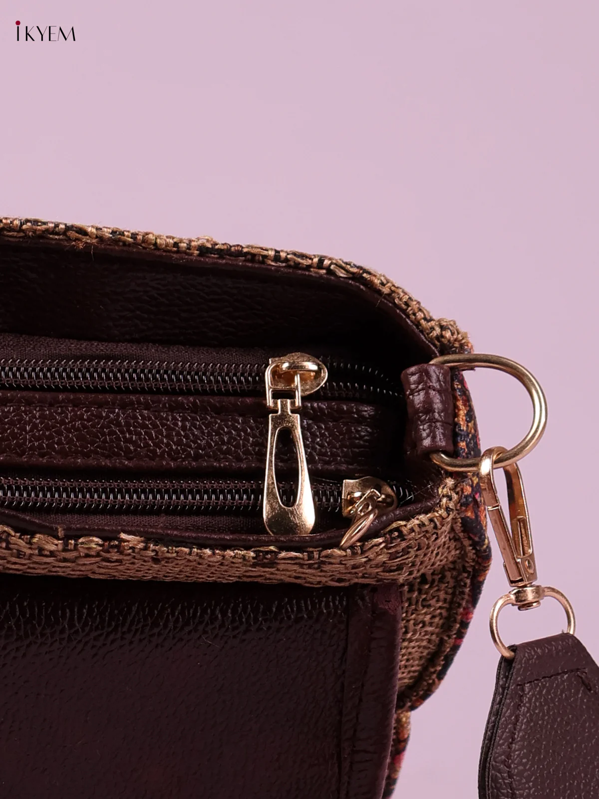 Printed Sling Bag -Brown&Pink-KEG02205 - Image 3