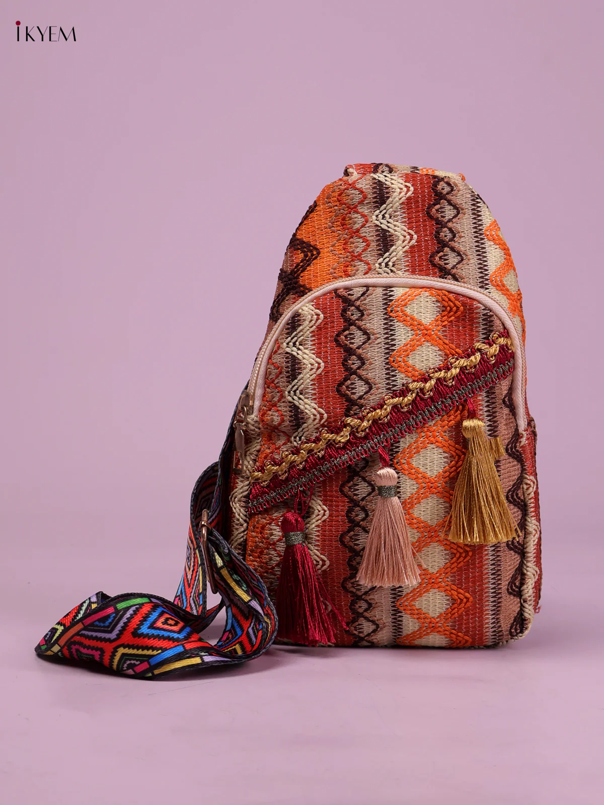Printed Sling Bag -Orange-KEG02222