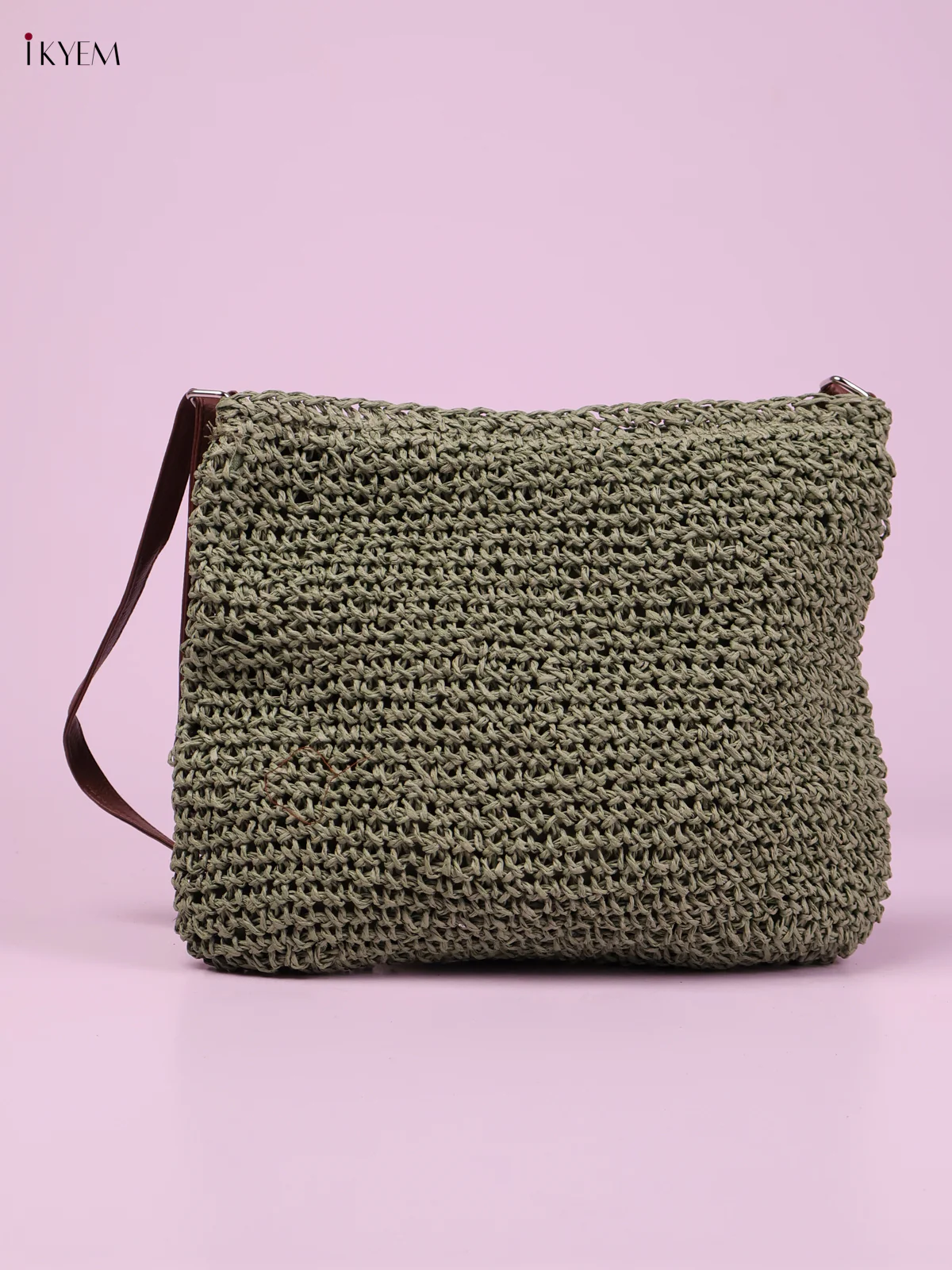 Leather Hand Bag-Green-KEG02224 - Image 2