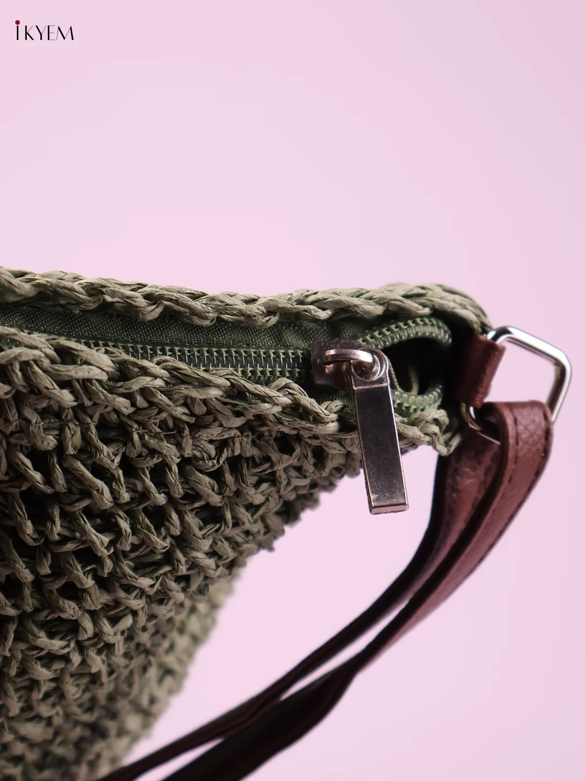 Leather Hand Bag-Green-KEG02224 - Image 3