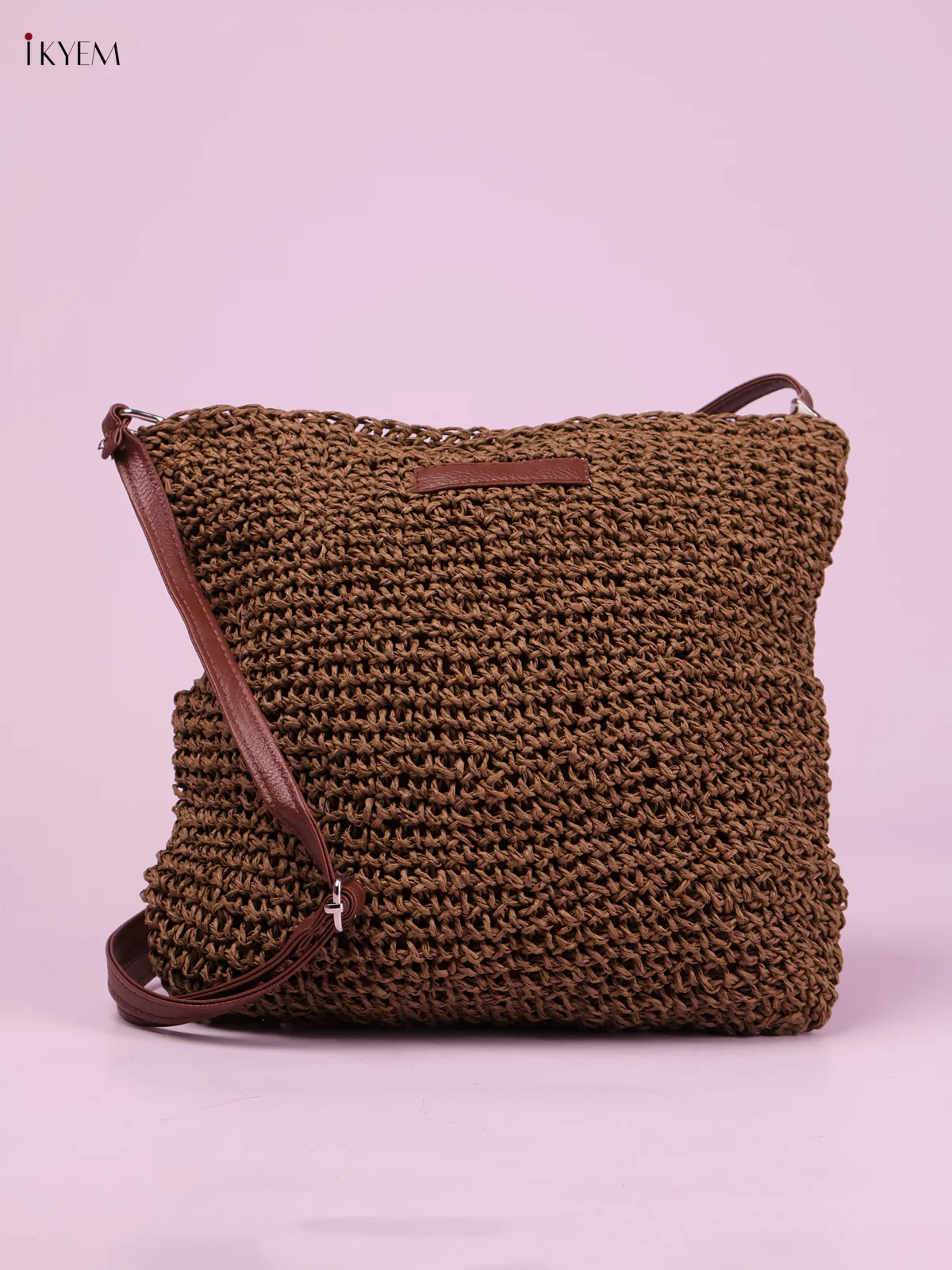 Leather Hand Bag-Brown-KEG02227