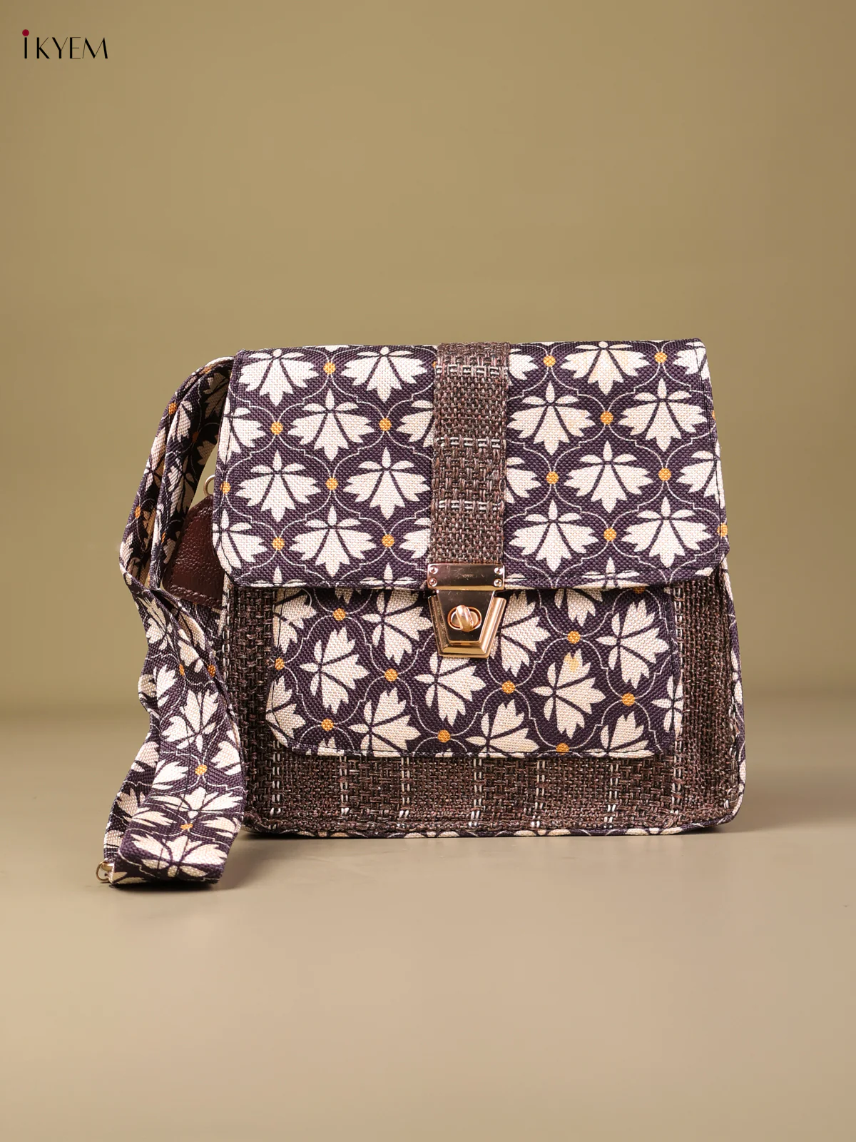 Printed Sling Bag -Brown&Blue-KEG04032
