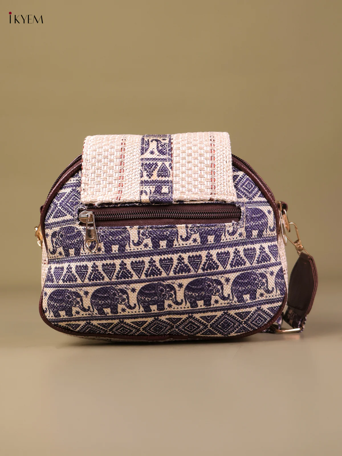 Printed Sling Bag -Brown&Blue-KEG04043 - Image 2