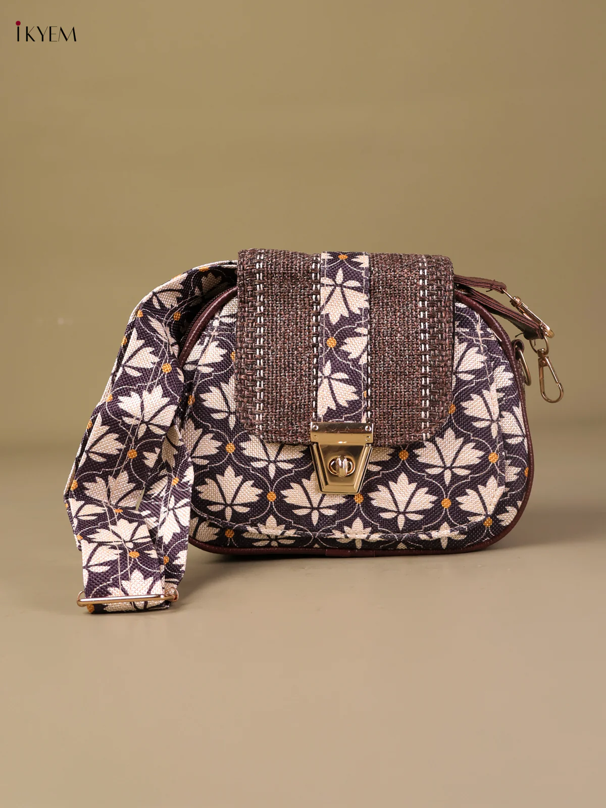 Printed Sling Bag -Cream& Blue-KEG04044