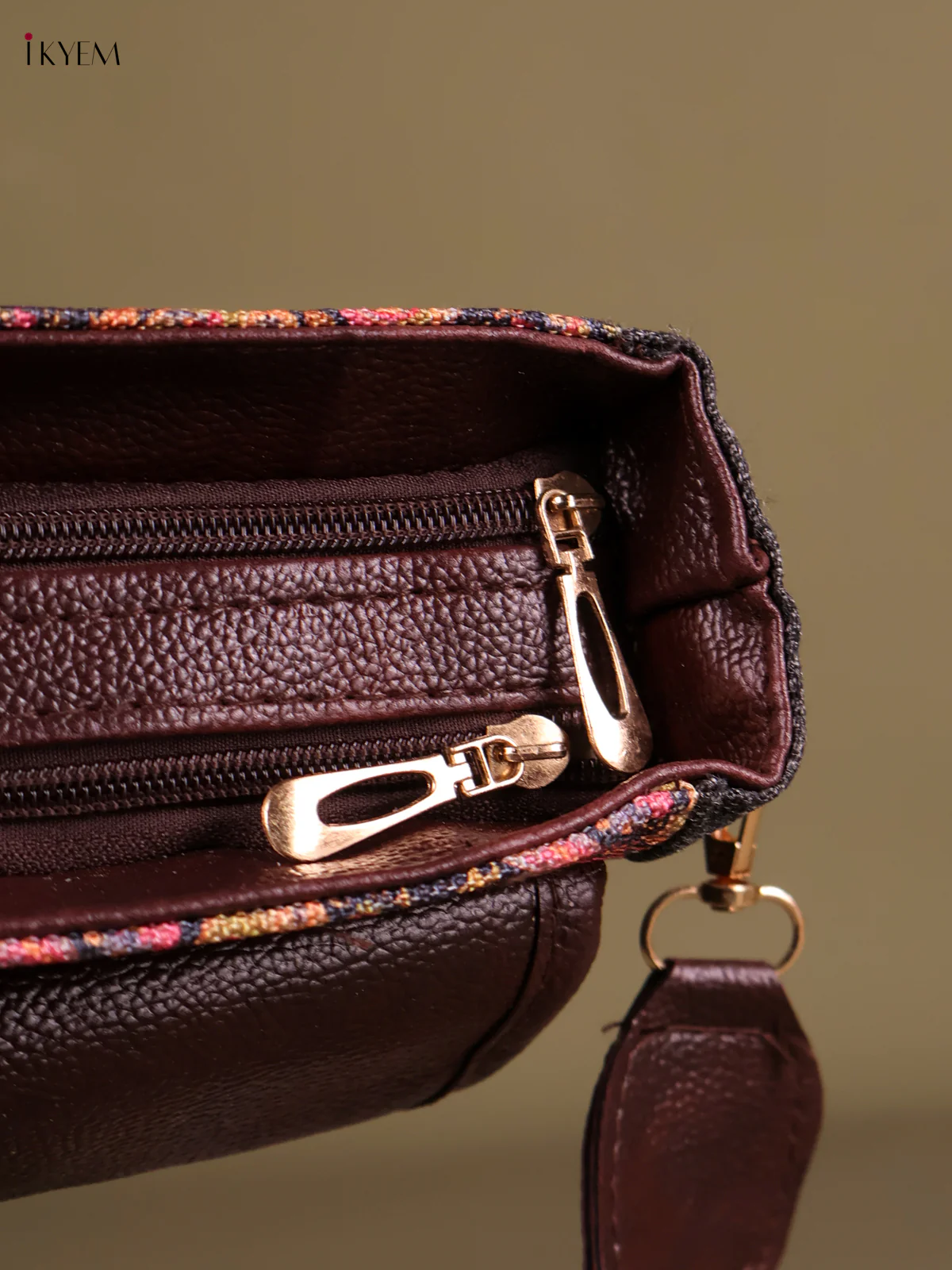 Floral Printed Sling Bag- Deep Grey & Pink-KEG04059 - Image 3