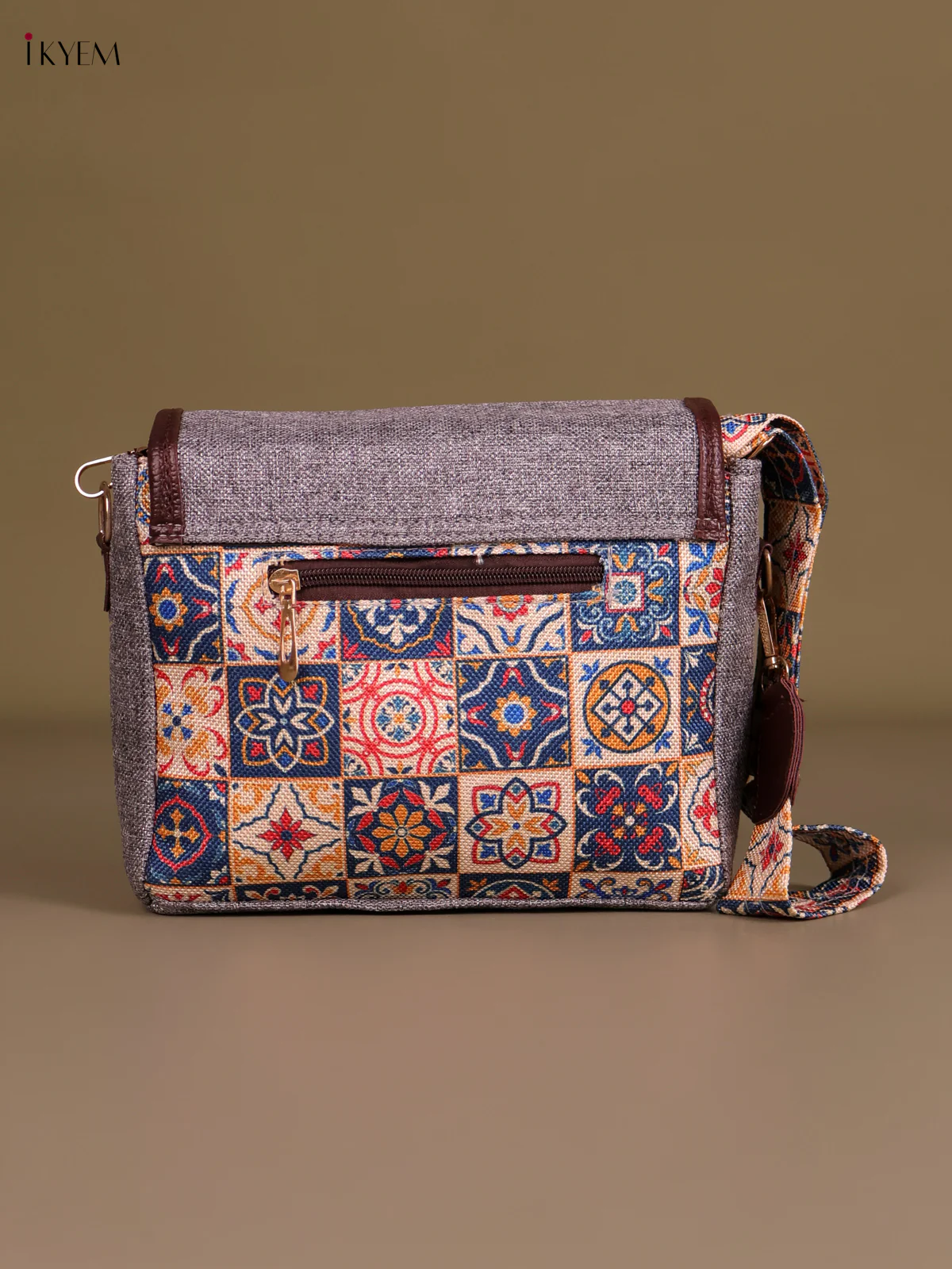 Printed Sling Bag - Grey & Multi Color-KEG04060 - Image 2