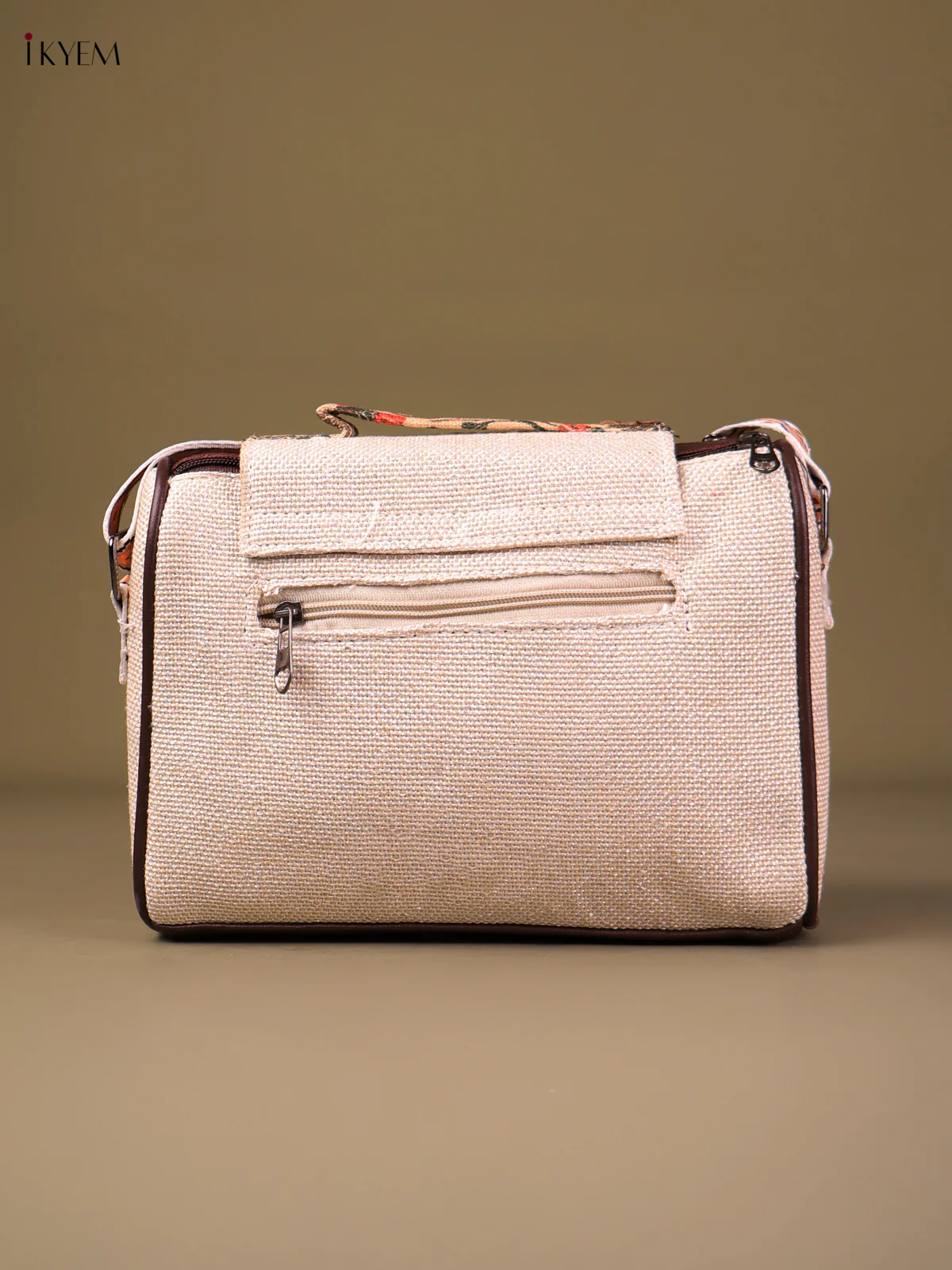 Printed Sling Bag - Cream & orange-KEG04070 - Image 2