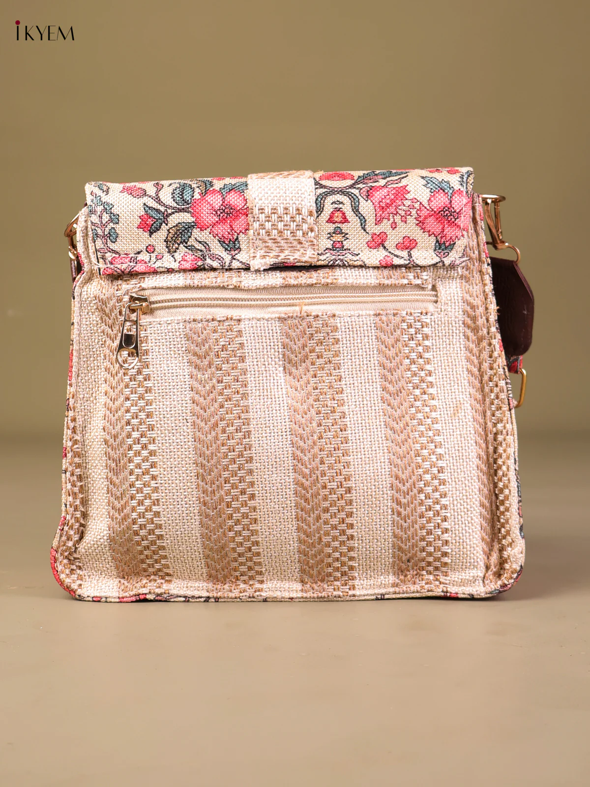 Printed Sling Bag -Cream & Pink-KEG04072 - Image 2