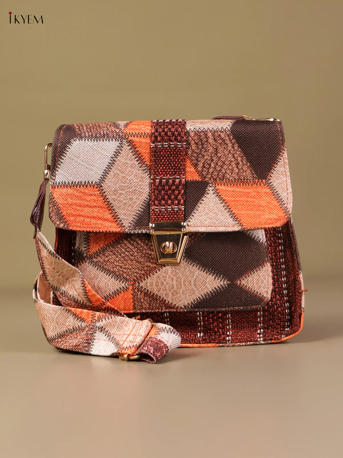 Printed Sling Bag -Maroon-KEG04073