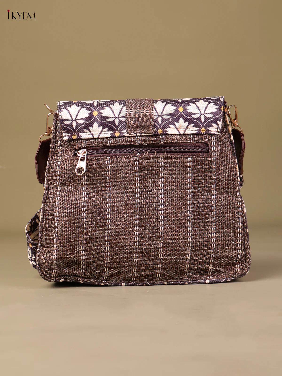 Printed Sling Bag - Brown & Blue-KEG04077 - Image 2