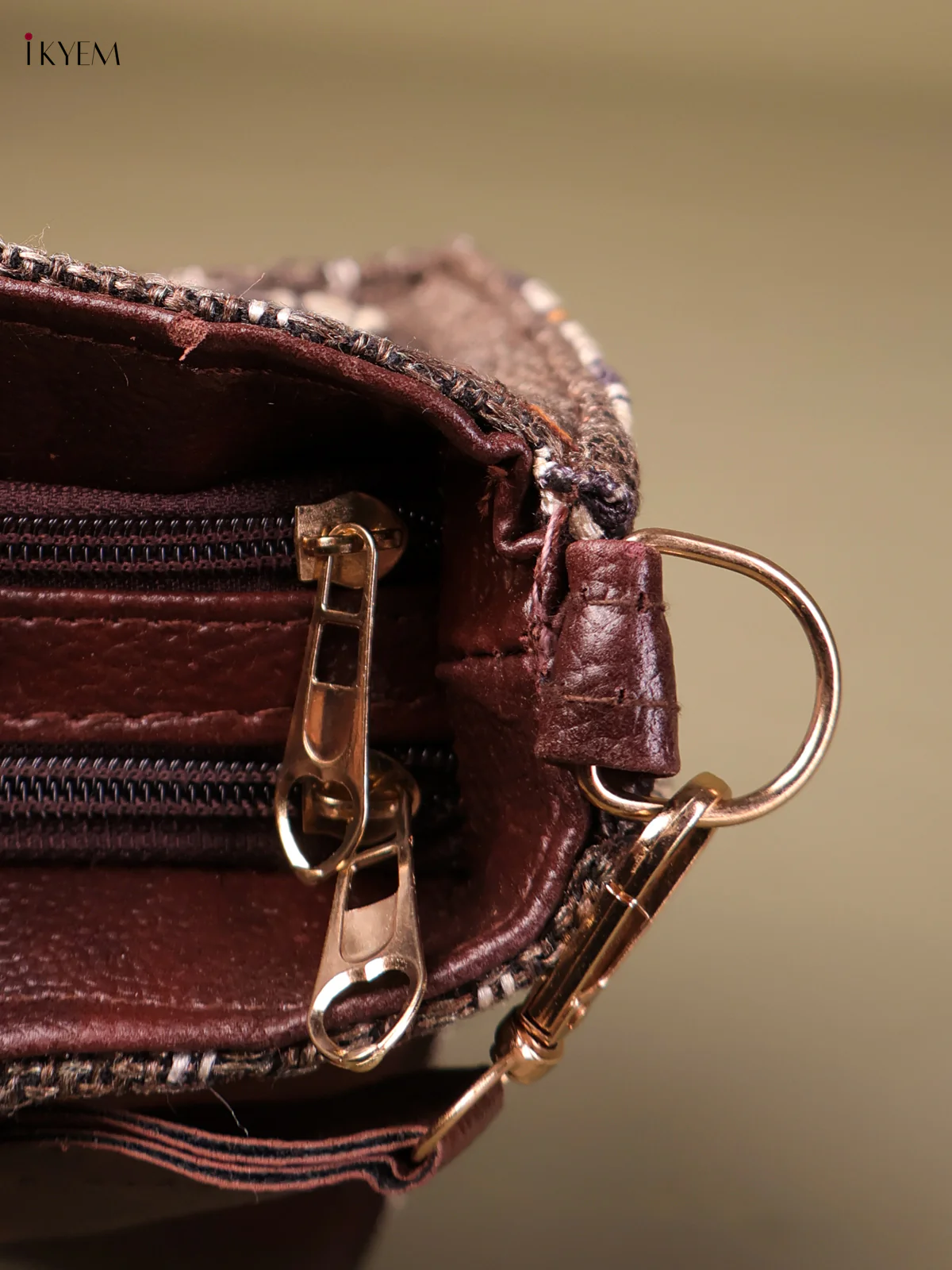 Printed Sling Bag - Brown & Blue-KEG04077 - Image 3