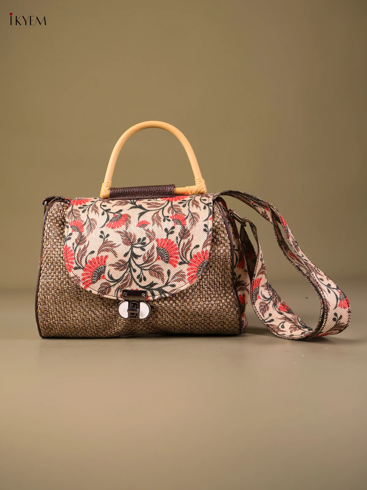 Printed Sling Bag - Light Brown & Orange-KEG04100