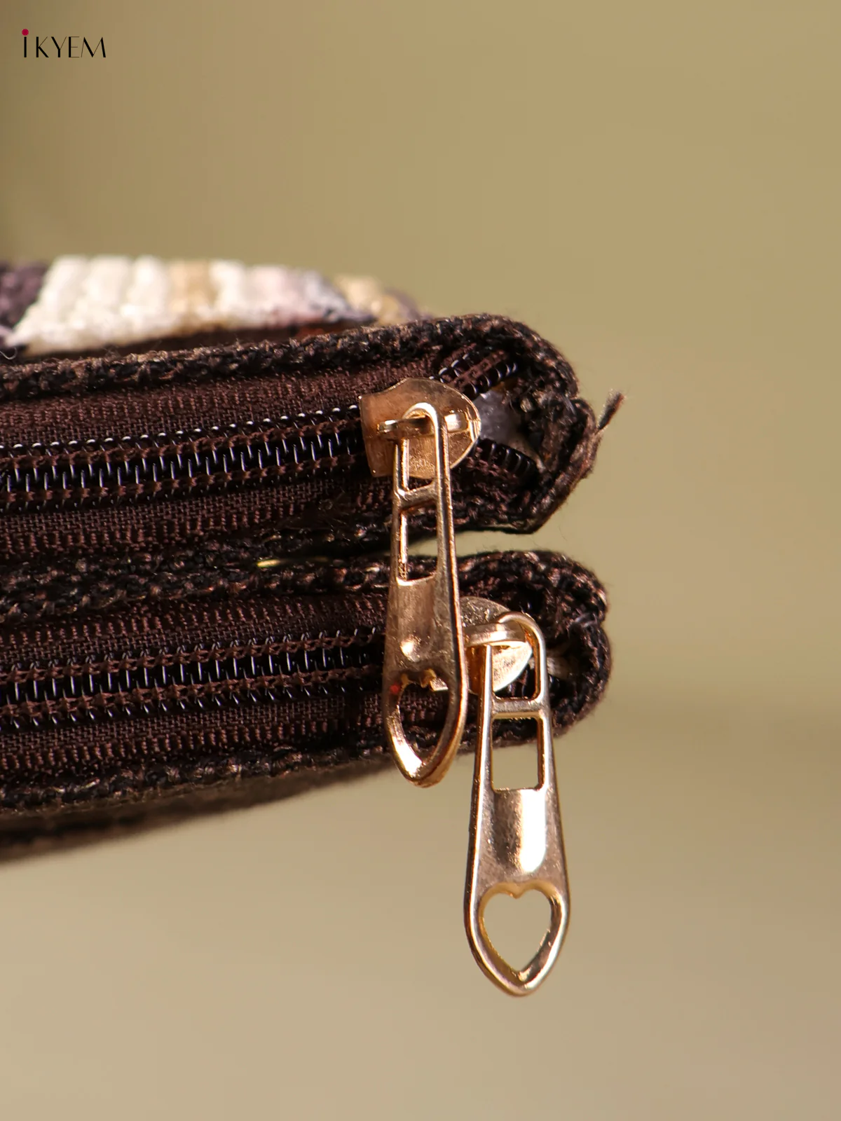 Jute Woven Zip Purse- Brown& Multi Color-KEG04119 - Image 3