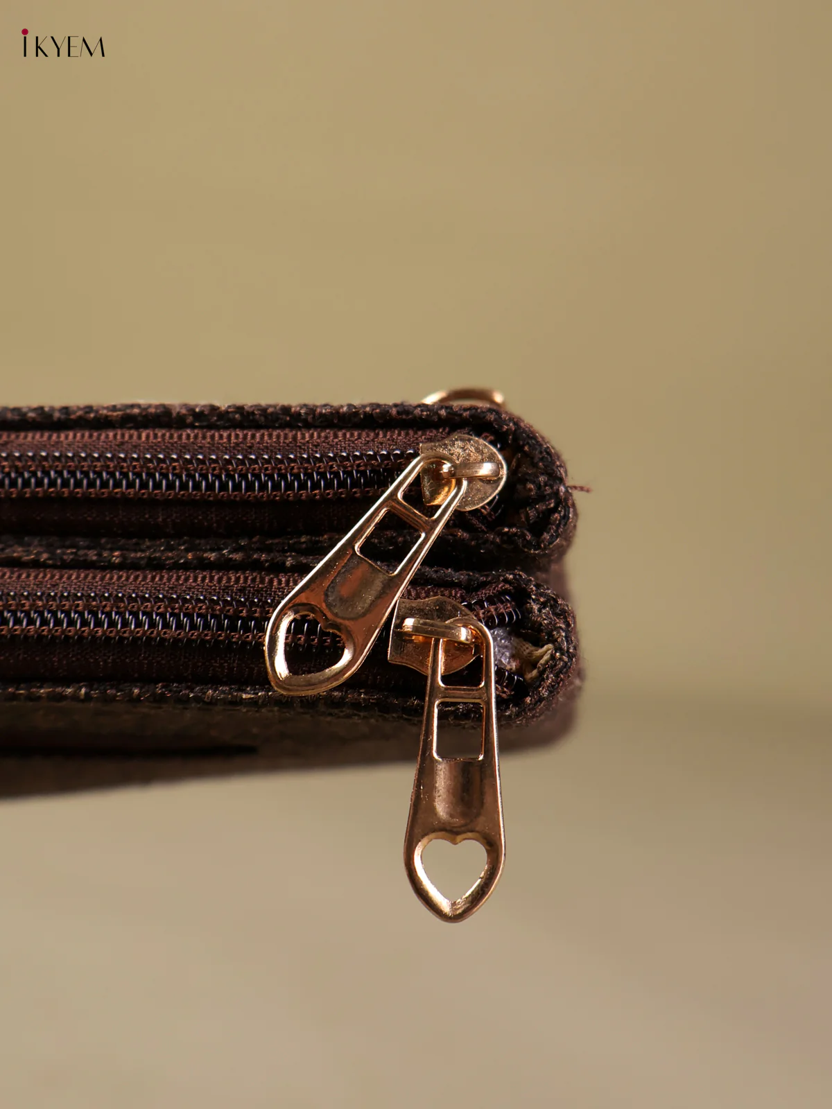 Jute Woven Zip Purse- Brown& Multi Color-KEG04121 - Image 3