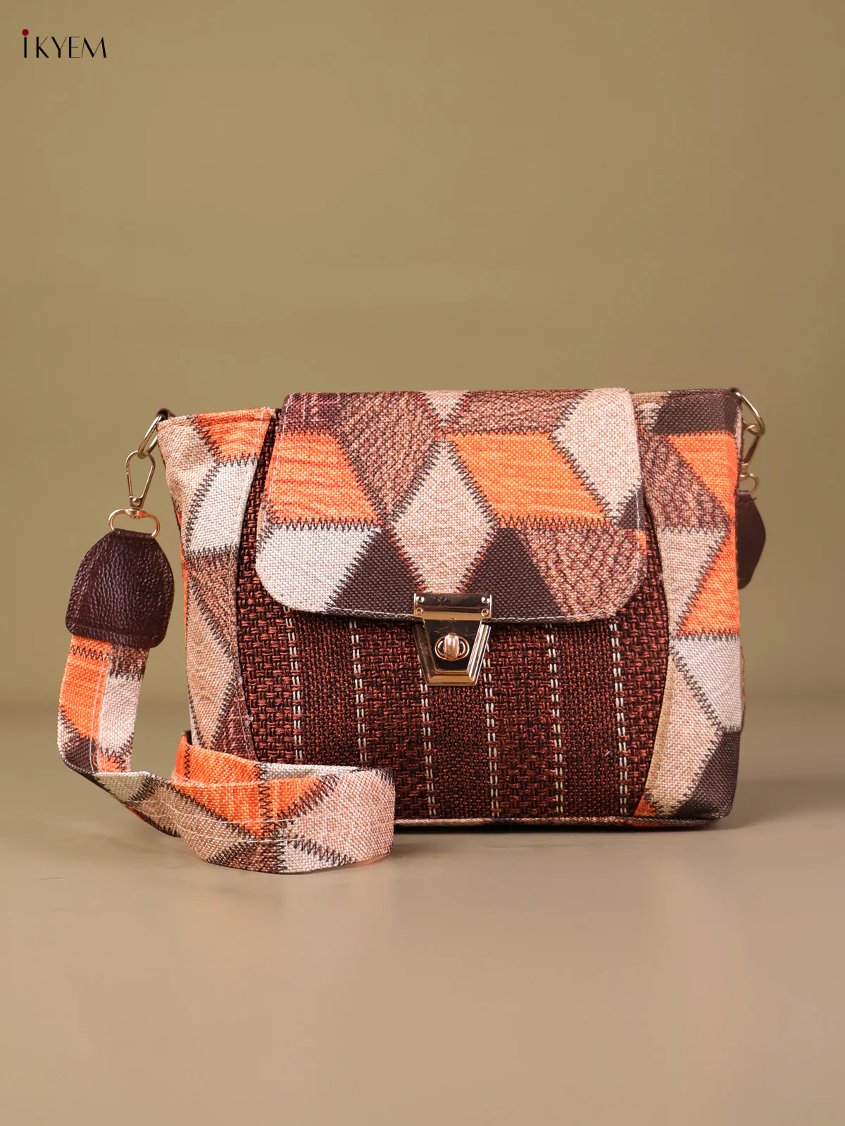 Printed Sling Bag- Maroon&Multicolor-KEG04157