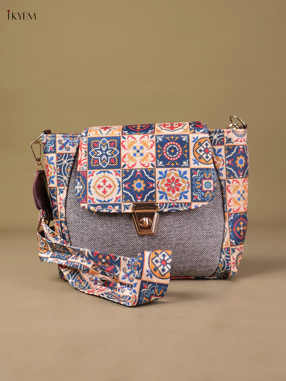 Printed Sling Bag- Ash&Multi Color-KEG04160